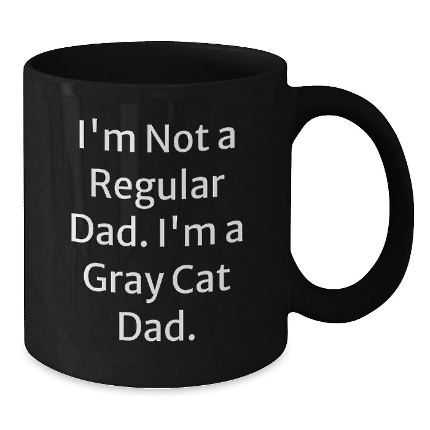 Funny Gray Cat Dad Gifts for Men from Women, Unique Black Coffee Mug for Graduation - Additional