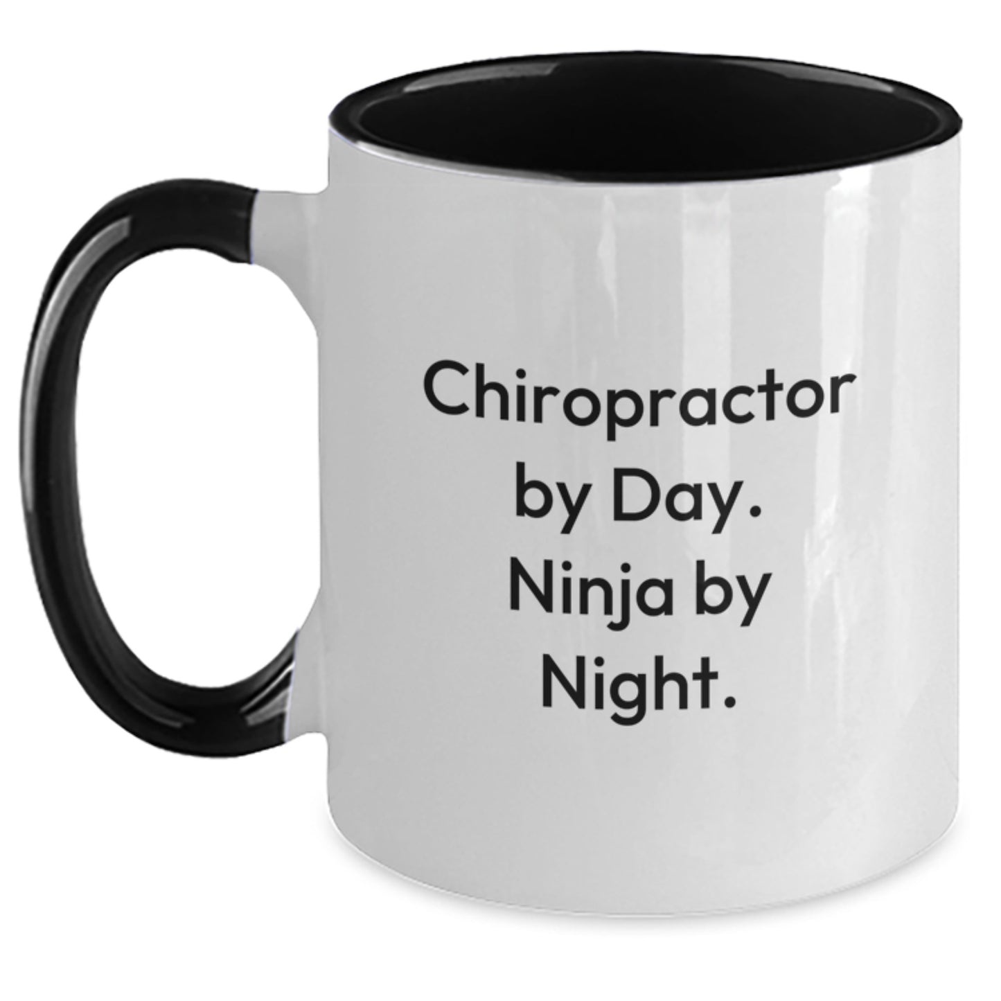 Funny Chiropractor Gifts from Friends to Chiropractor By Day. Ninja By Night. - Two Tone Coffee Mug for Birthday Celebrations - Main