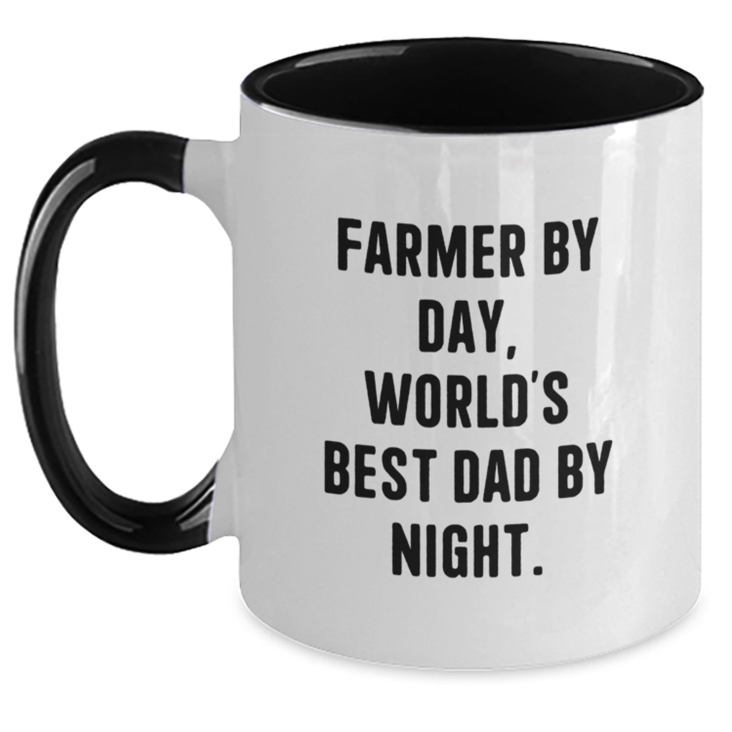Farmer's Funny Two Tone Coffee Mug, Gifts from Men, Birthday Unique Gifts for Farmer, 'Farmer By Day, World's Best Dad By Night.' - Main