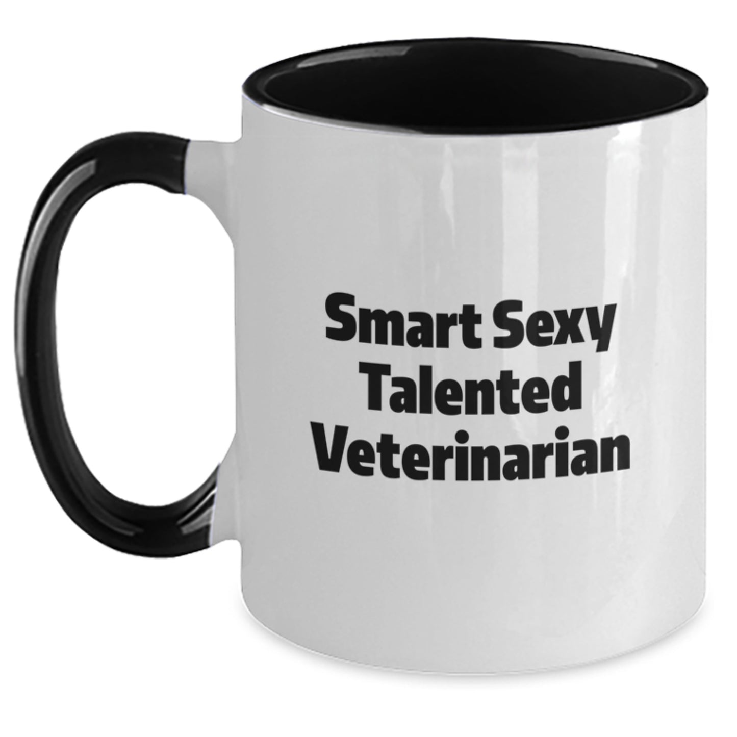 Funny Veterinarian Gifts from Friends for Graduation - Smart Sexy Talented Quote on Two Tone Coffee Mug, Black and White, Red and White, Navy and White, and Pink and White Options - Main