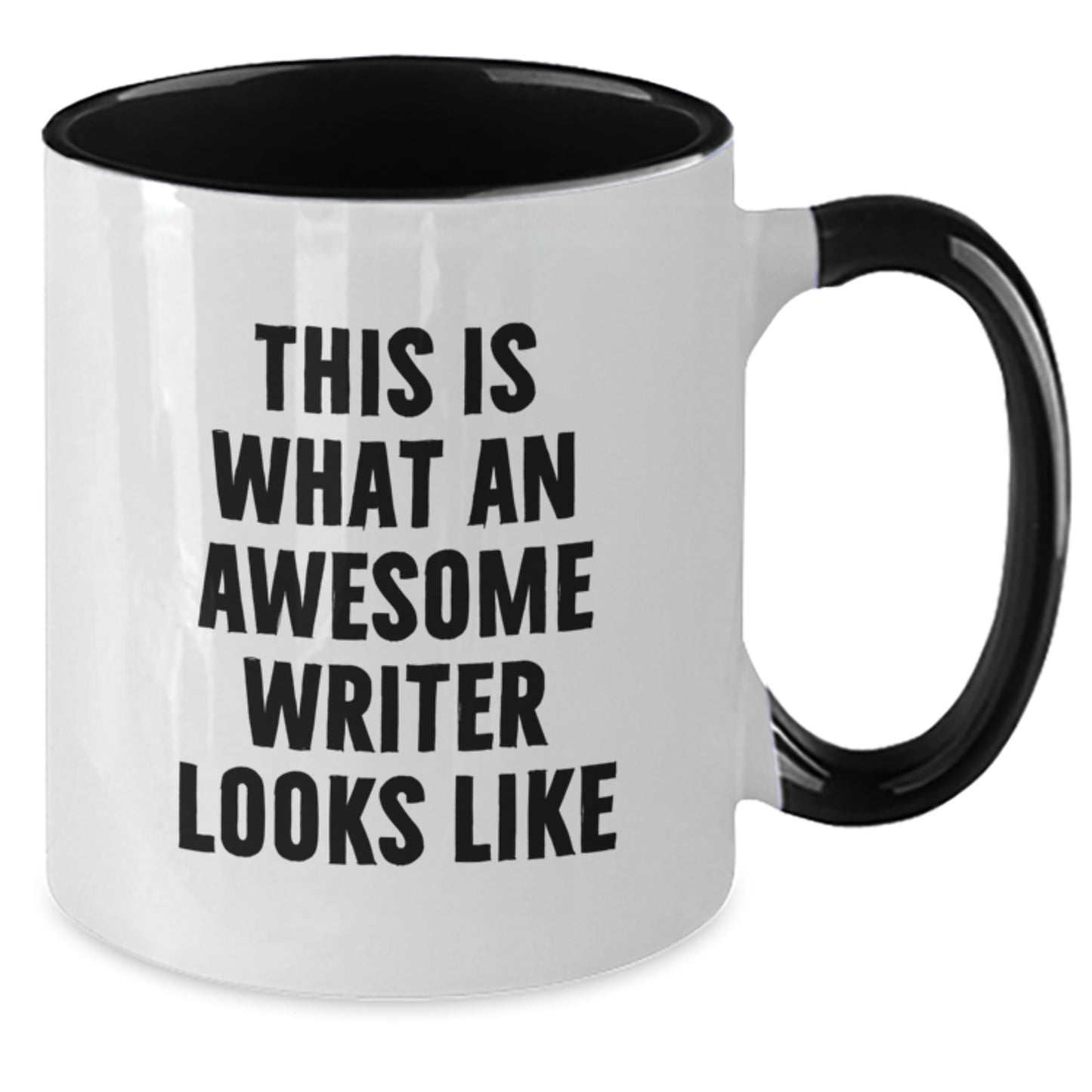 Funny Writer Gifts from Friends for Writer's Birthday, Two Tone Coffee Mug with Quote 'This Is What An Awesome Writer Looks Like' - Additional
