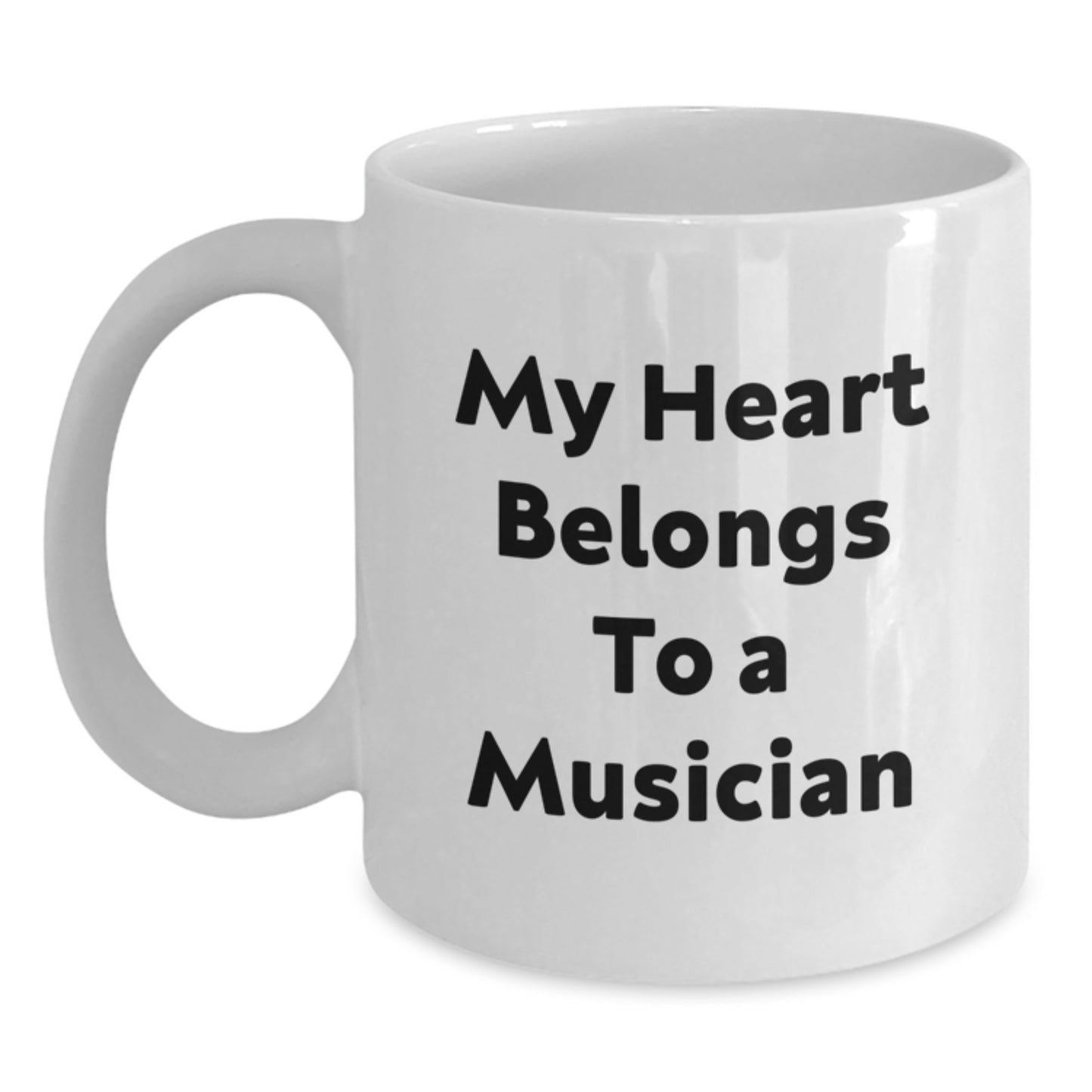 Funny Musician Gifts from Friends, Gifts for Men Musician, My Heart Belongs To A Musician Quote White Coffee Mug, Birthday Unique Gifts - Main