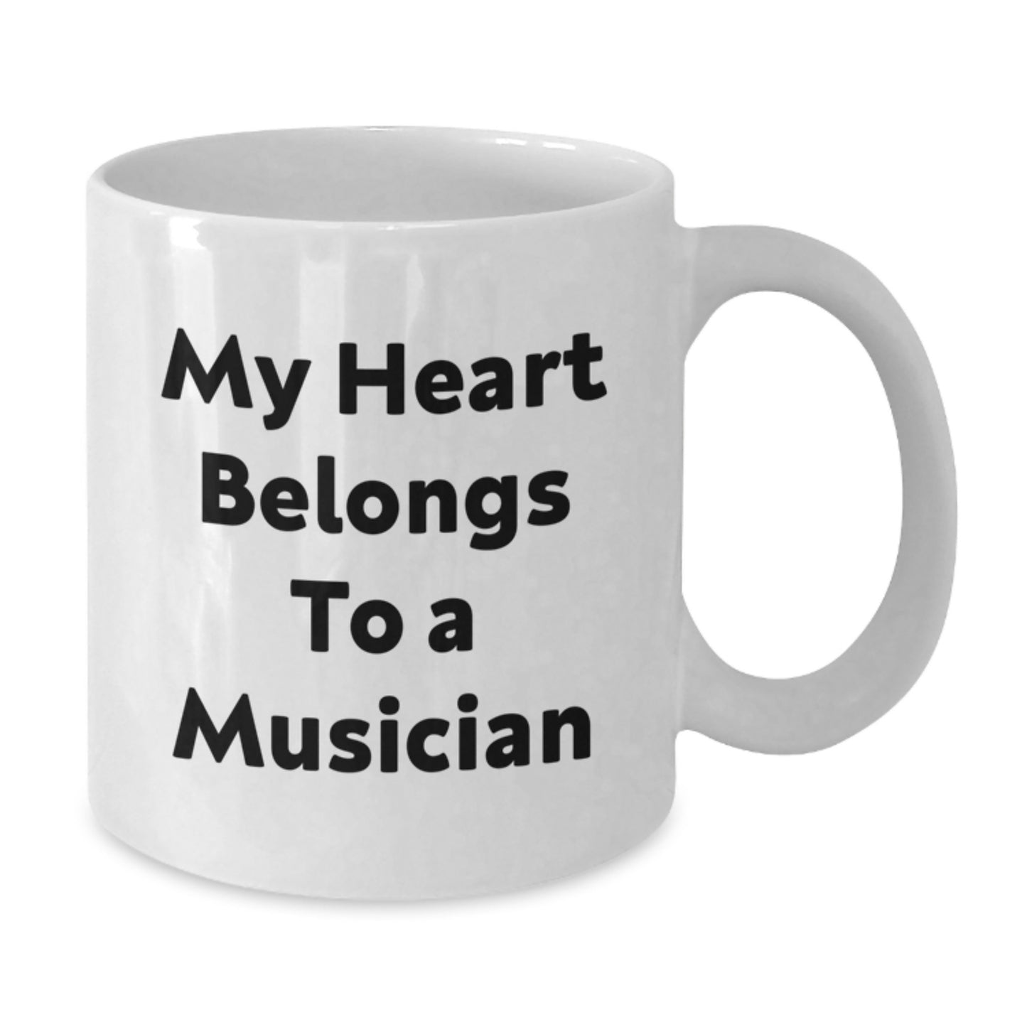 Funny Musician Gifts from Friends, Gifts for Men Musician, My Heart Belongs To A Musician Quote White Coffee Mug, Birthday Unique Gifts - Additional
