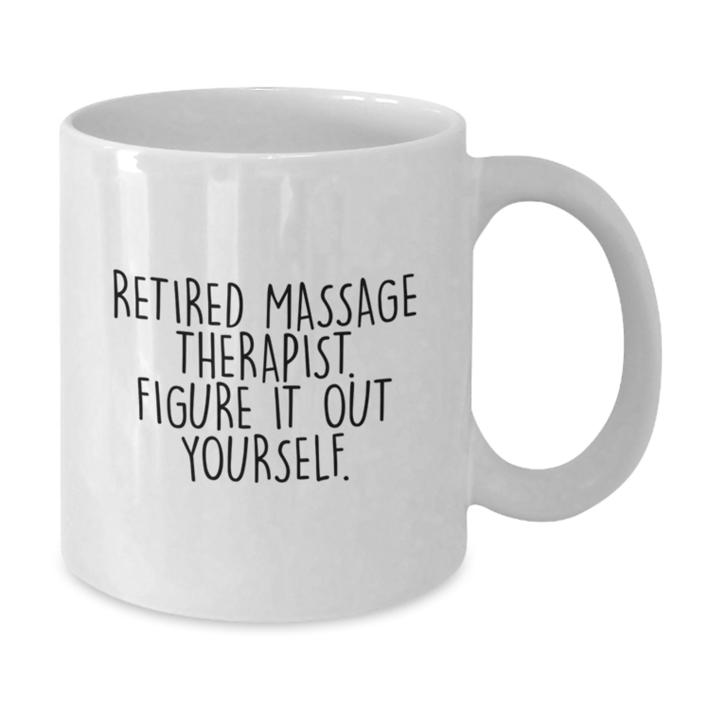 Massage Therapist Funny White Coffee Mug, Gifts from Friends to Massage Therapist, Graduation Unique Gifts for Massage Therapist, 'Retired Massage Therapist. Figure It Out Yourself.' - Additional