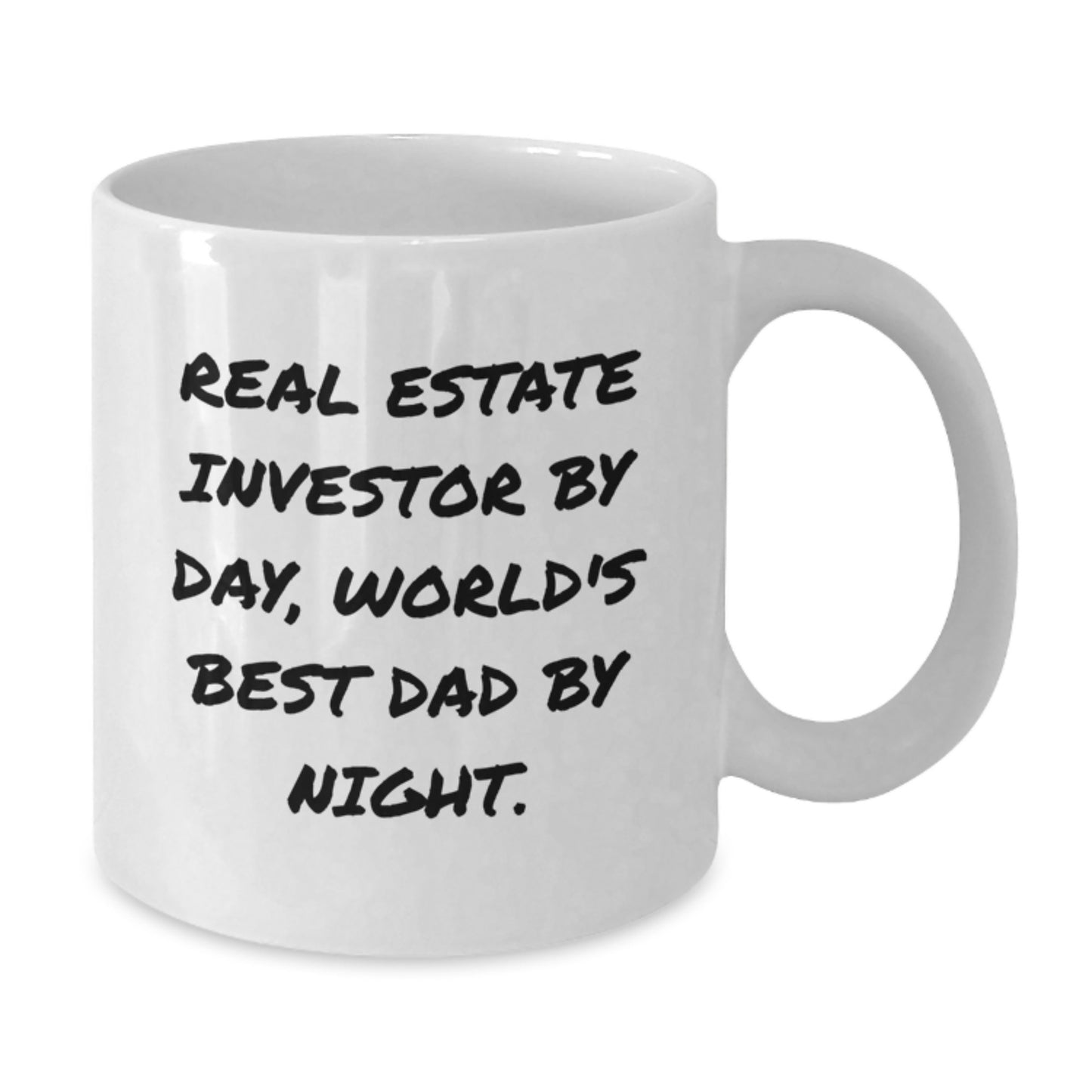 Real Estate Investor Gifts, Funny White Coffee Mug, Gifts from Dad to Real Estate Investor By Day, World's Best Dad By Night. for Graduation - Additional