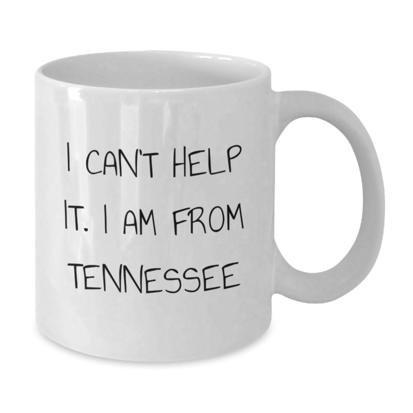 Tennessee Funny Graduation Gifts from Friends, Gifts for Tennessee, White Coffee Mug, I Can't Help It - In 11oz or 15oz Capacity, Ceramic, Microwave and Dishwasher Safe - Additional