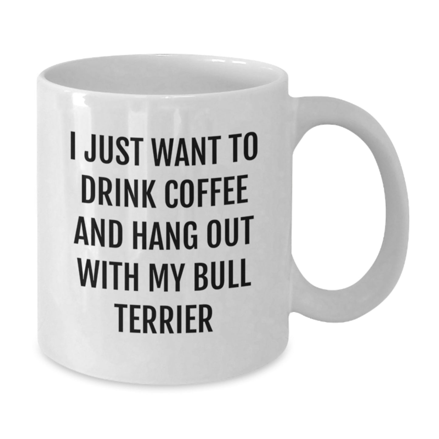 Funny Bull Terrier Dog Lover Gifts, 'I Just Want To Drink Coffee And Hang Out With My Bull Terrier' White Coffee Mug, Birthday Unique Gifts from Friends to Family, for Men Women - Additional