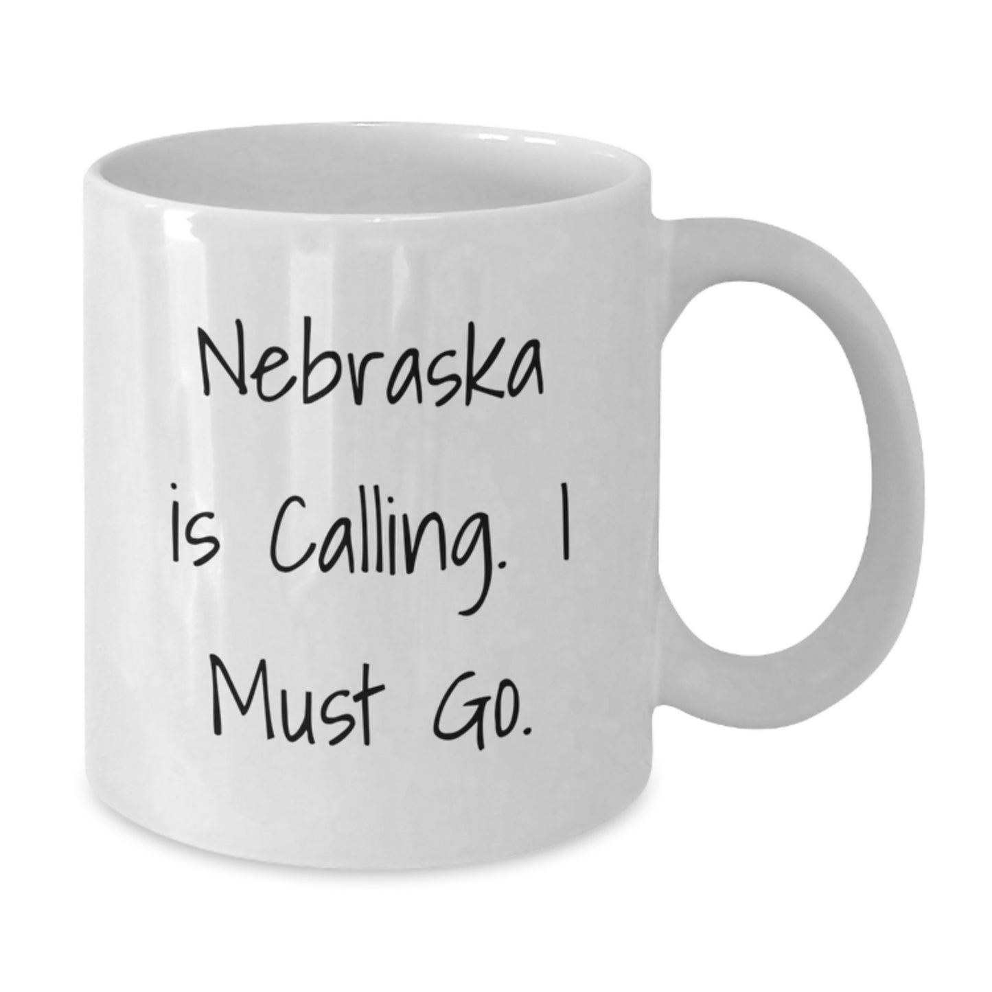 Nebraska Gifts for Graduation - Funny White Coffee Mug, 'Nebraska Is Calling. I Must Go.' Quote, 11oz or 15oz Capacity, Ceramic, Microwave, and Dishwasher Safe - Additional