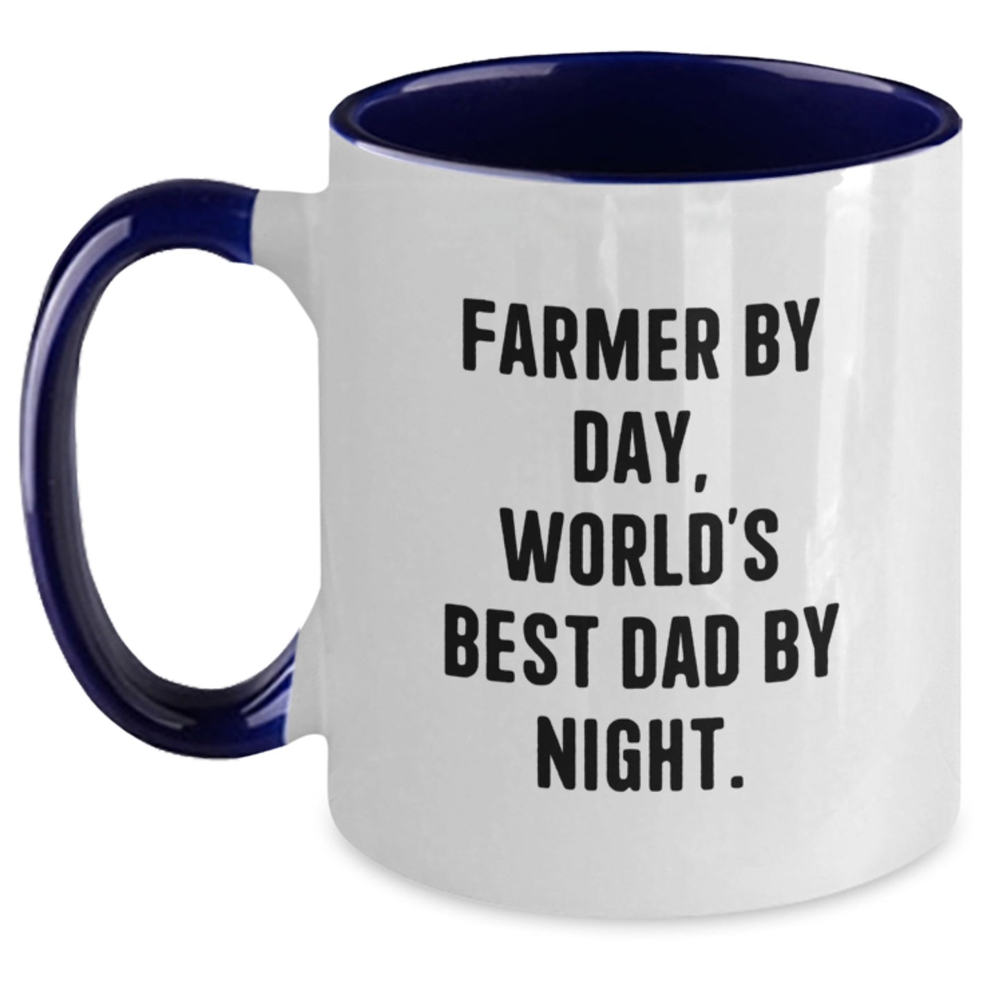 Farmer's Funny Two Tone Coffee Mug, Gifts from Men, Birthday Unique Gifts for Farmer, 'Farmer By Day, World's Best Dad By Night.' - Main