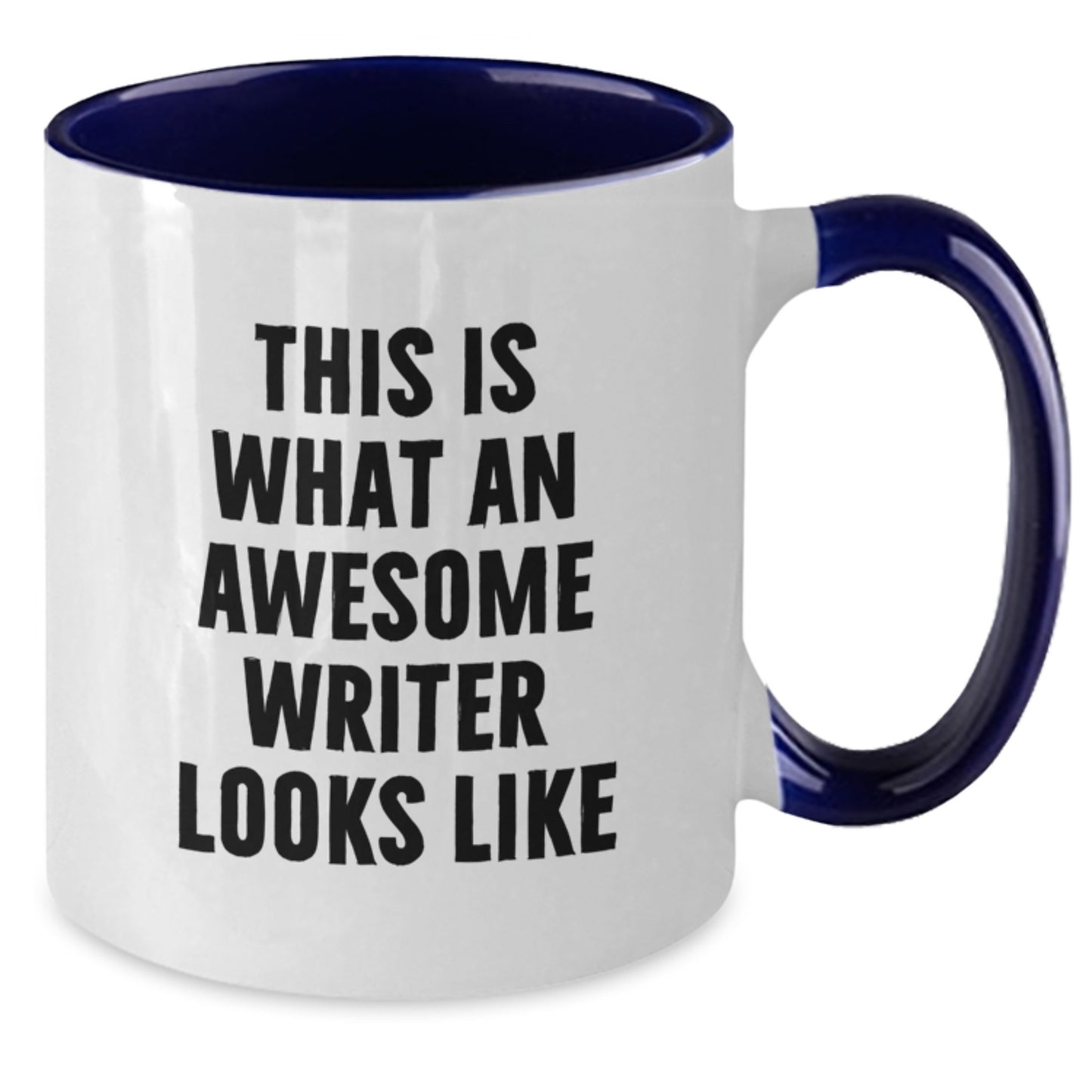 Funny Writer Gifts from Friends for Writer's Birthday, Two Tone Coffee Mug with Quote 'This Is What An Awesome Writer Looks Like' - Additional