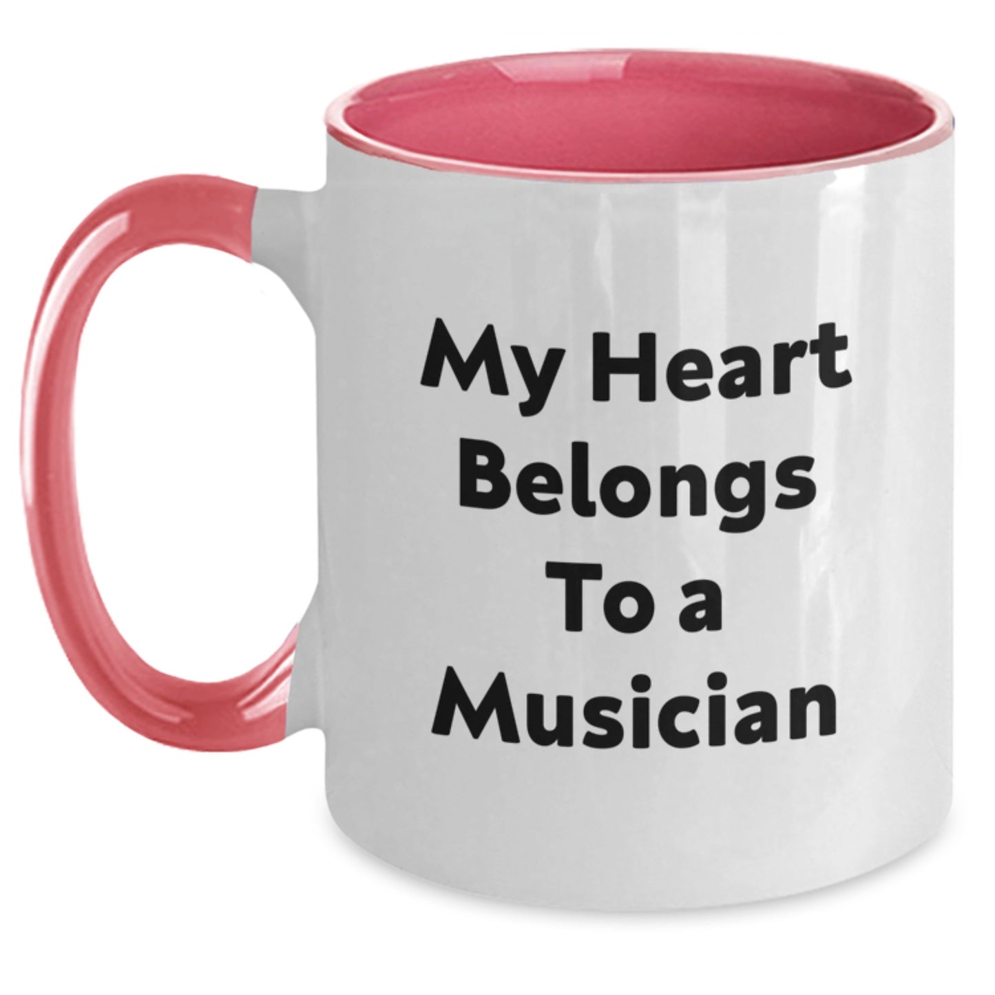 Funny Musician Gifts from Friends - My Heart Belongs To A Musician Two Tone Coffee Mug, Birthday Unique Presents for Musician Lovers - Main