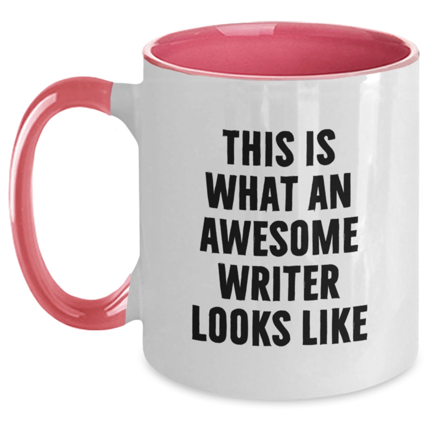 Funny Writer Gifts from Friends for Writer's Birthday, Two Tone Coffee Mug with Quote 'This Is What An Awesome Writer Looks Like' - Main