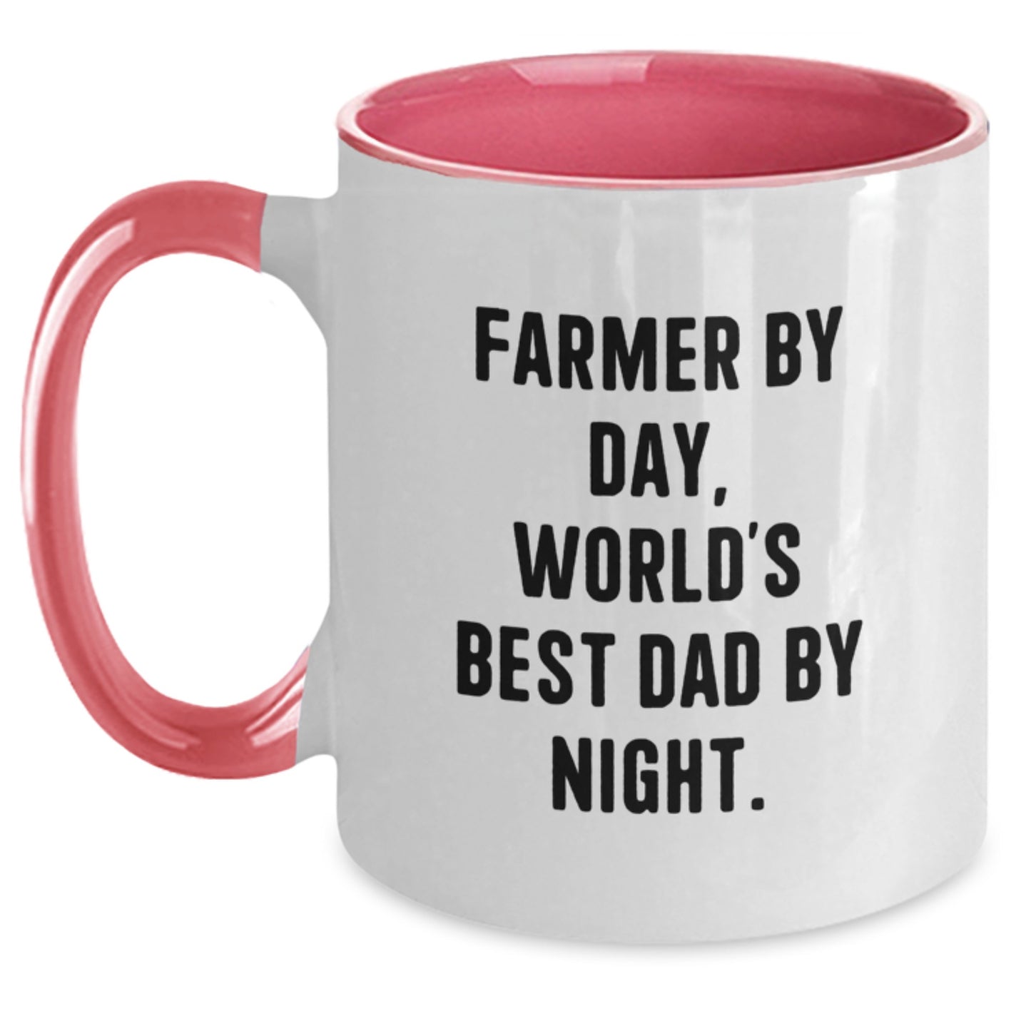 Farmer's Funny Two Tone Coffee Mug, Gifts from Men, Birthday Unique Gifts for Farmer, 'Farmer By Day, World's Best Dad By Night.' - Main