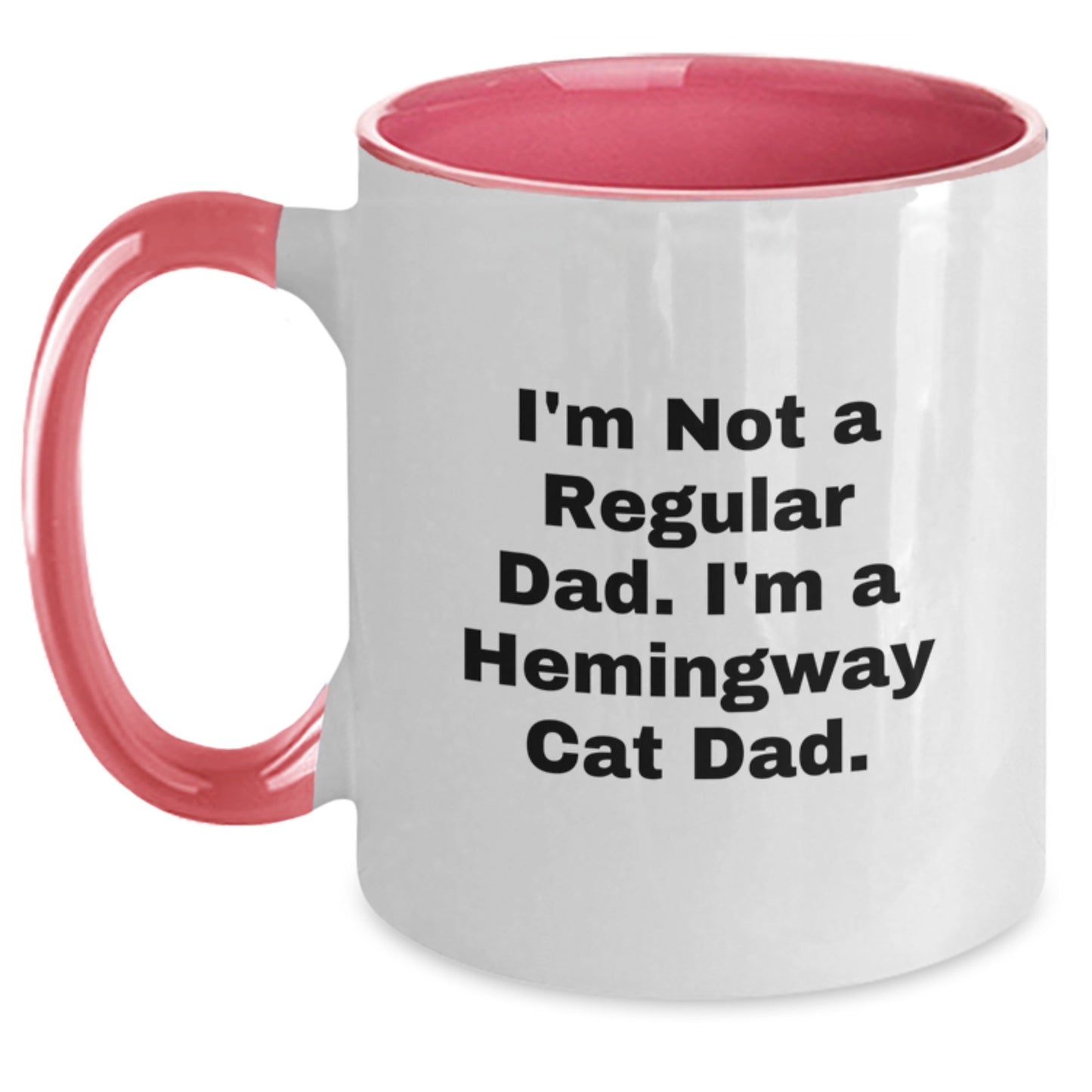 Hemingway Cat Dad Funny Gifts for Men from Friends and Family, Two Tone Coffee Mug for Graduation, 'I'm Not A Regular Dad. I'm A Hemingway Cat Dad.' - Main