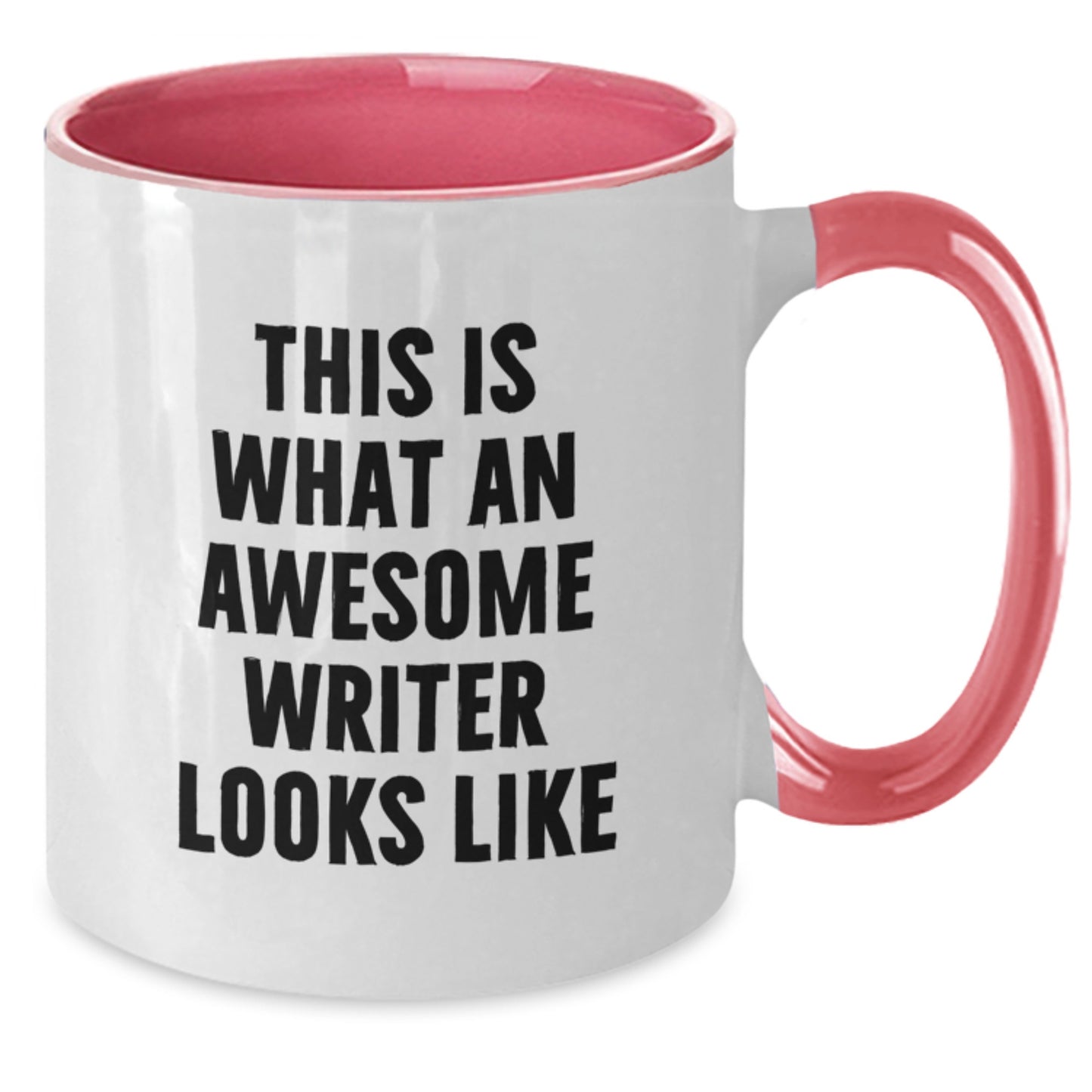 Funny Writer Gifts from Friends for Writer's Birthday, Two Tone Coffee Mug with Quote 'This Is What An Awesome Writer Looks Like' - Additional