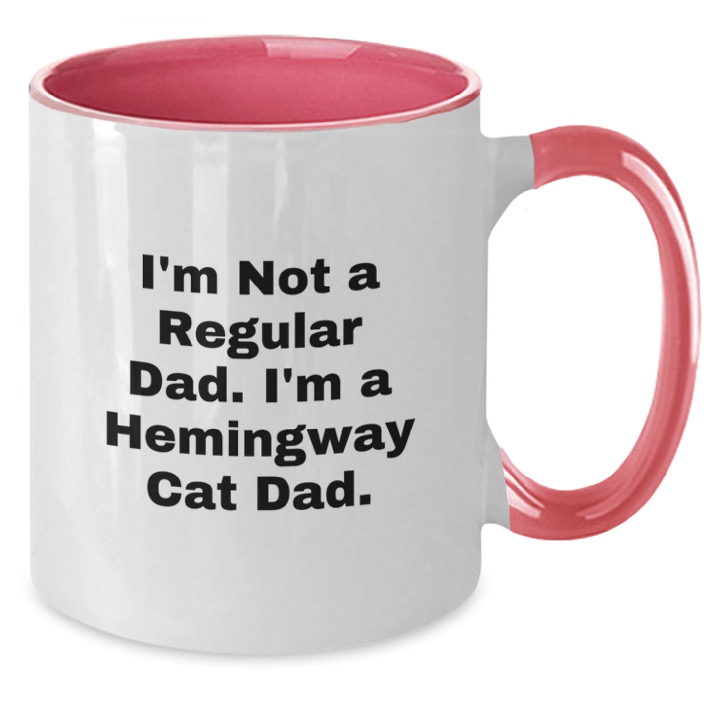 Hemingway Cat Dad Funny Gifts for Men from Friends and Family, Two Tone Coffee Mug for Graduation, 'I'm Not A Regular Dad. I'm A Hemingway Cat Dad.' - Additional