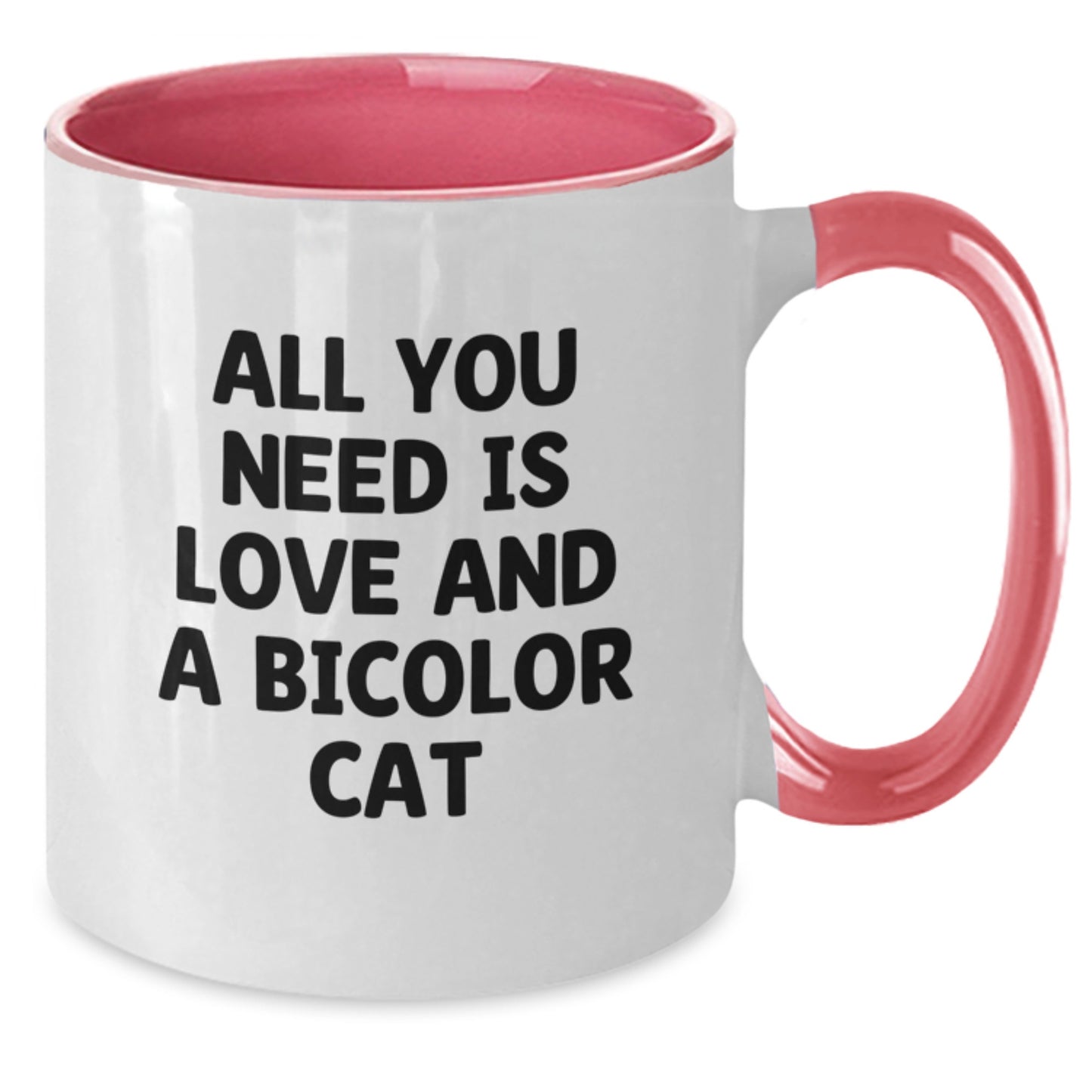 Funny Bicolor Cat Gifts for Men from Friends on Graduation Unique Gifts from Home, 'All You Need Is Love And A Bicolor Cat' Two Tone Coffee Mug - Additional