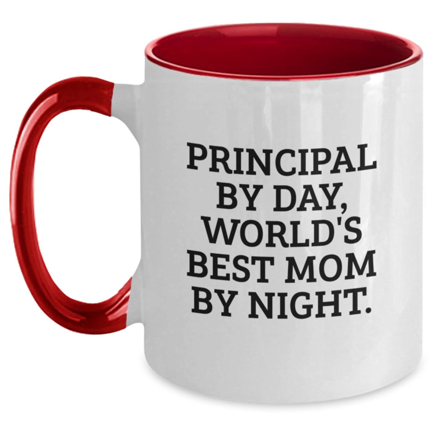 Principal Inspired Gifts from Mom - Funny Two Tone Coffee Mug, Principal By Day, World's Best Mom By Night. - Birthday Unique Gifts for Her - Main