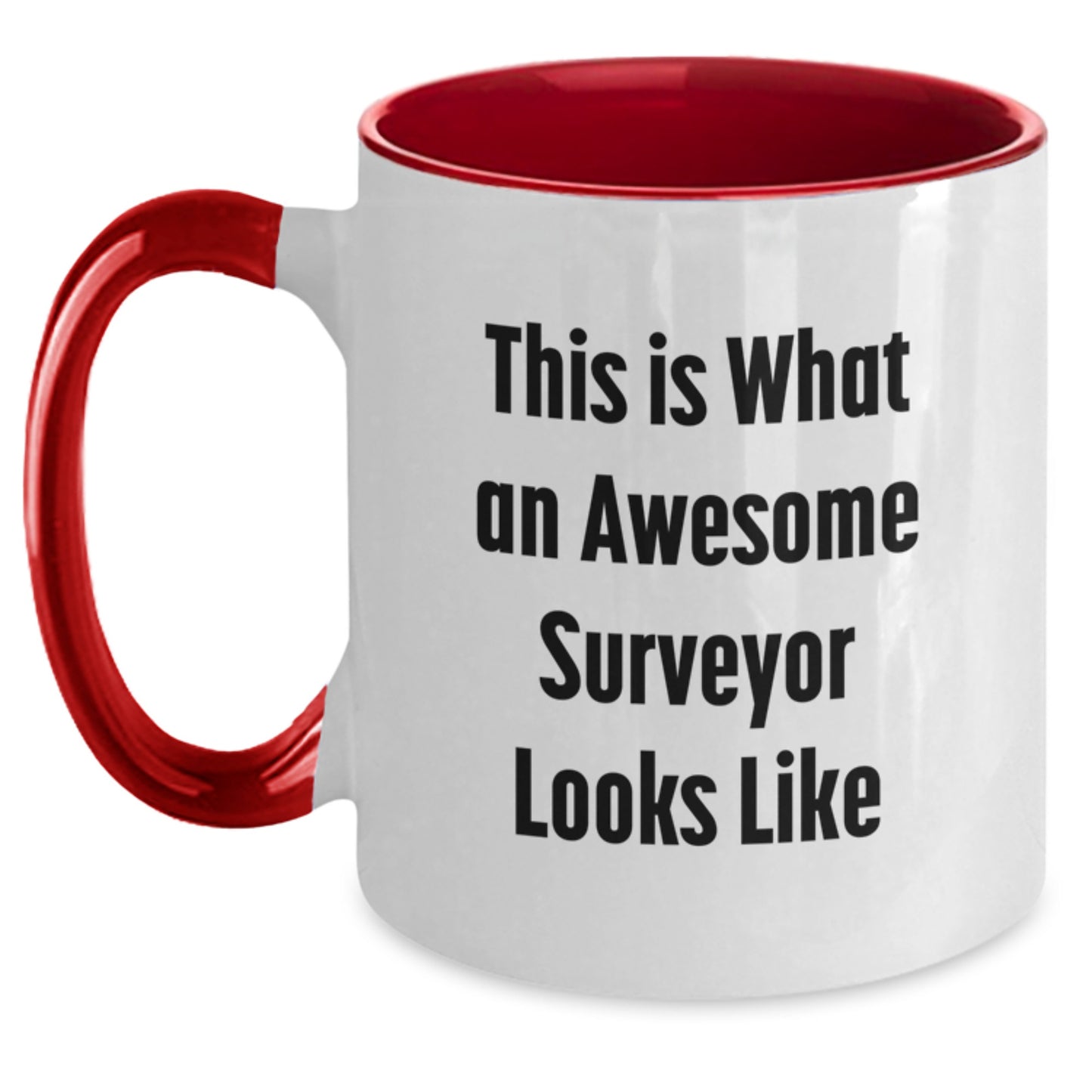 Christmas Unique Gifts for Surveyor - Funny Two Tone Coffee Mug - This Is What An Awesome Surveyor Looks Like, Gifts from Friends for Surveyor - Main