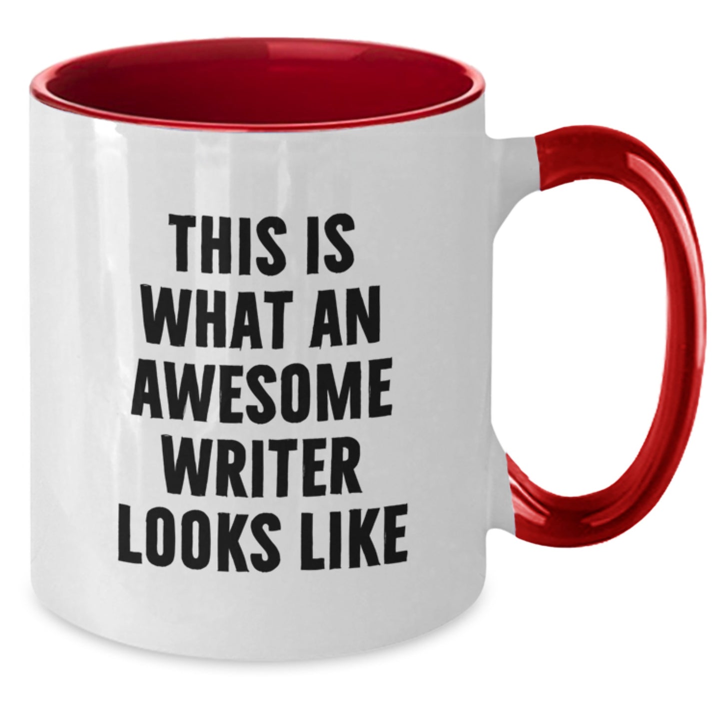 Funny Writer Gifts from Friends for Writer's Birthday, Two Tone Coffee Mug with Quote 'This Is What An Awesome Writer Looks Like' - Additional