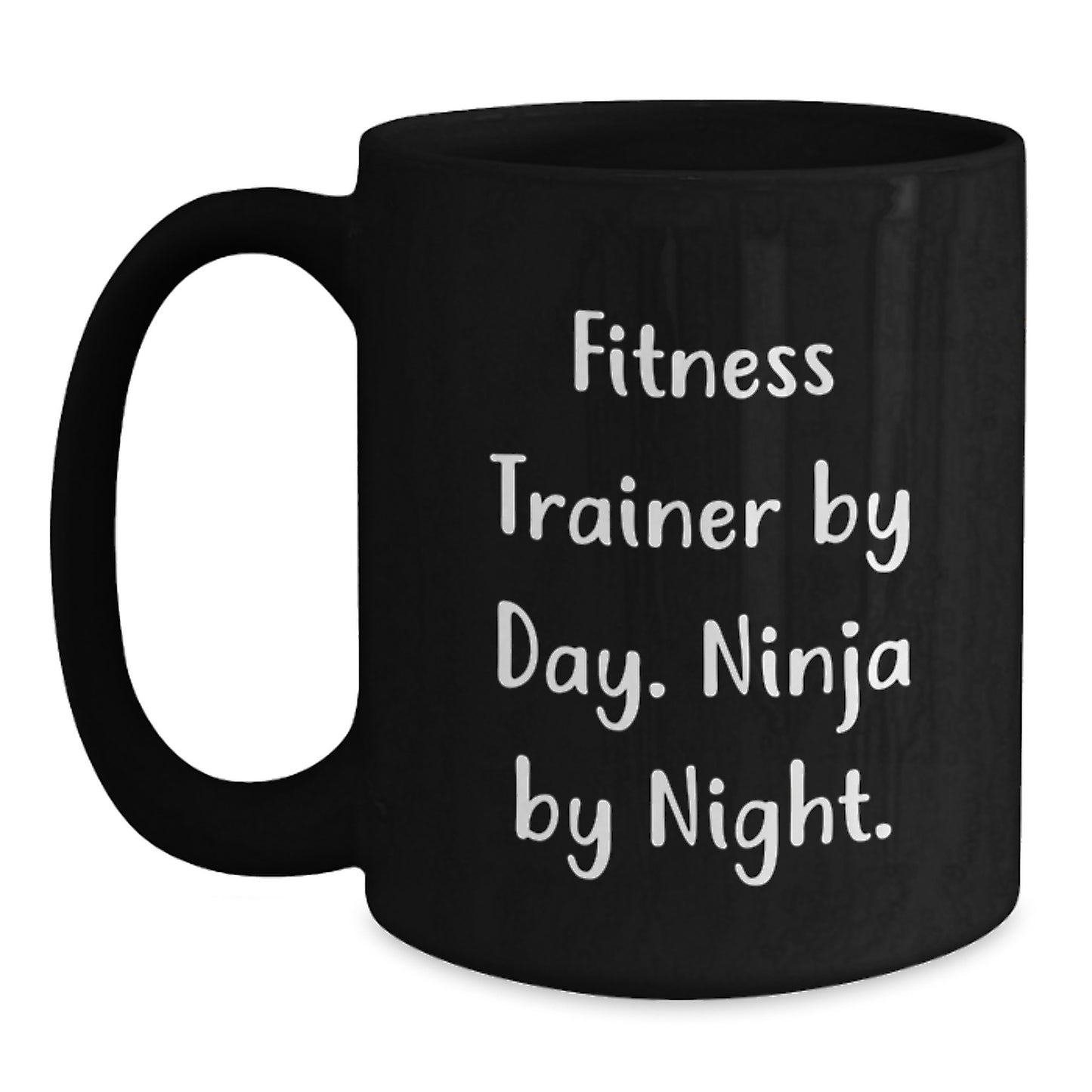 Fitness Trainer Ninja Mug, Funny Gifts for Fitness Trainers, Birthday Unique Gifts from Friends, 11oz or 15oz Ceramic Black Coffee Mug, Microwave and Dishwasher Safe - Main
