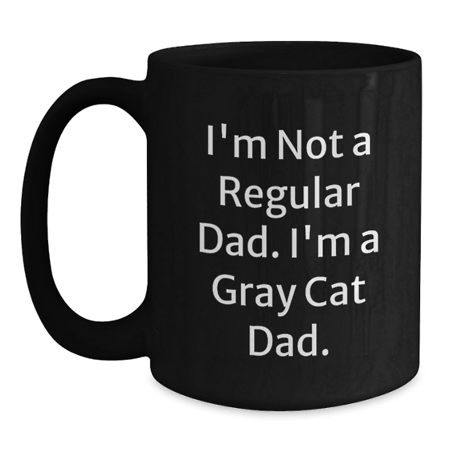 Funny Gray Cat Dad Gifts for Men from Women, Unique Black Coffee Mug for Graduation - Main
