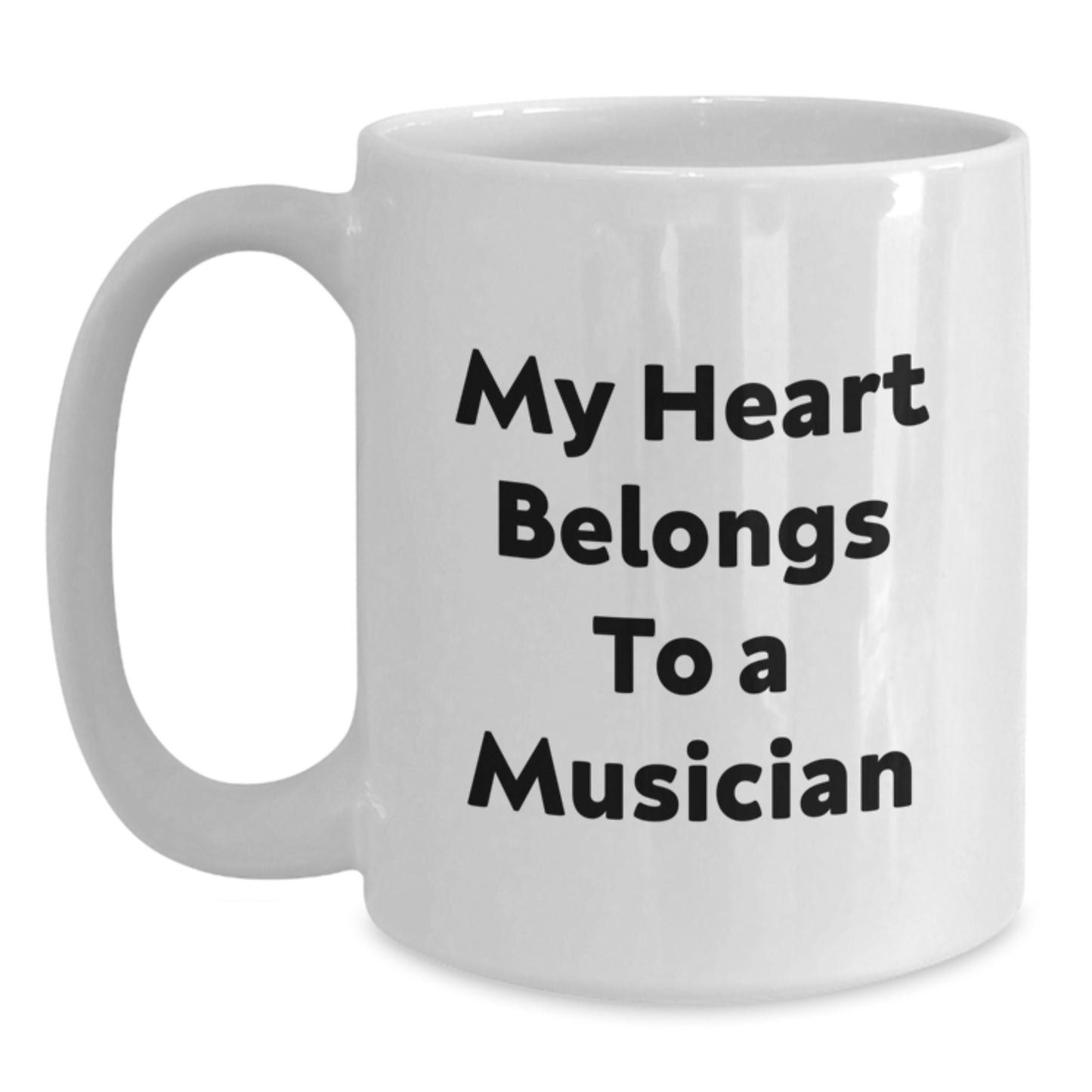 Funny Musician Gifts from Friends, Gifts for Men Musician, My Heart Belongs To A Musician Quote White Coffee Mug, Birthday Unique Gifts - Main