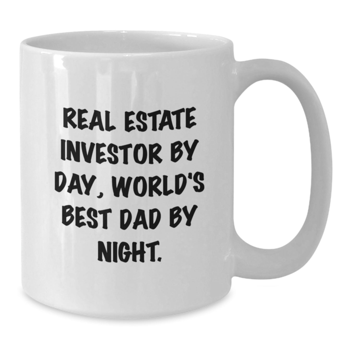 Real Estate Investor Gifts, Funny White Coffee Mugs for Graduation, 'Real Estate Investor By Day, World's Best Dad By Night.' - Gifts from Mom to Real Estate Investor - Additional