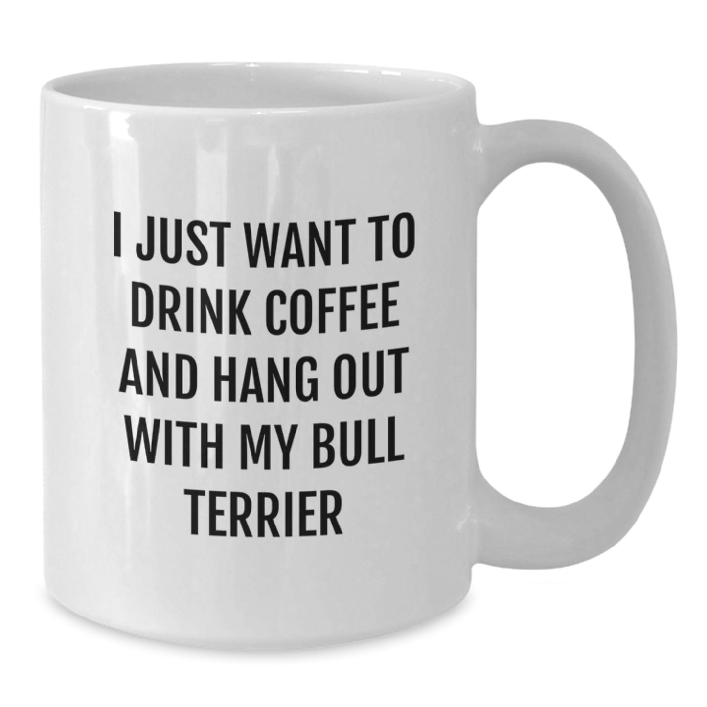 Funny Bull Terrier Dog Lover Gifts, 'I Just Want To Drink Coffee And Hang Out With My Bull Terrier' White Coffee Mug, Birthday Unique Gifts from Friends to Family, for Men Women - Additional