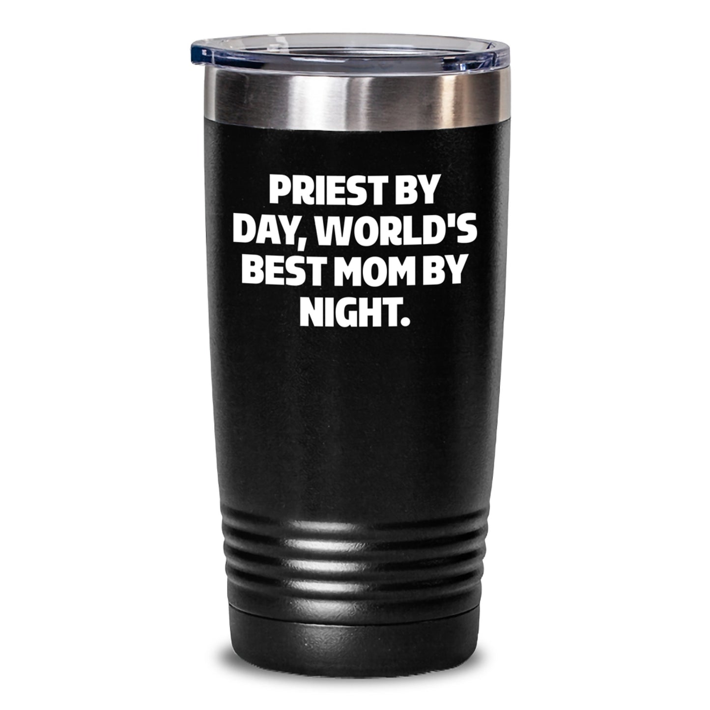 Funny Priest Gifts from Men to Priest on Birthday - 'Priest By Day, World's Best Mom By Night.' Tumbler - Main