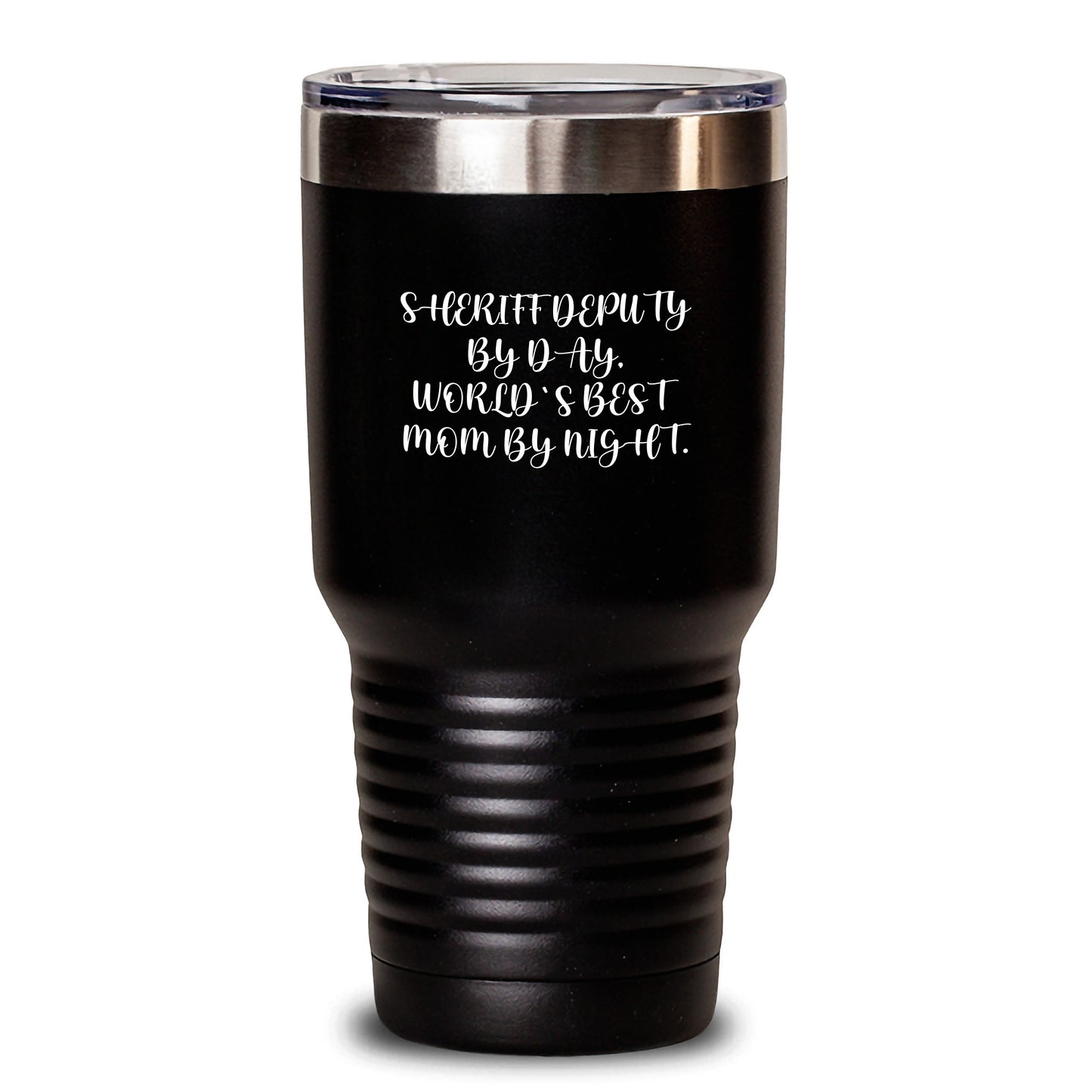 Sheriff Deputy Gifts By Day, World's Best Mom By Night Tumbler for Birthday, Funny Quote, 20oz or 30oz Capacity, Stainless Steel / Powder Coating Gifts from Mom, Gifts for Sheriff Deputy - Main