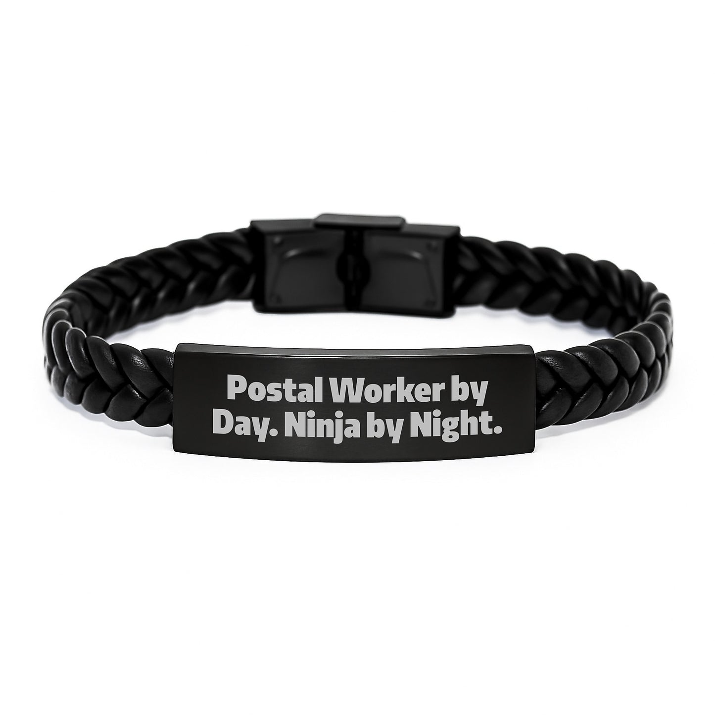 Postal Worker Gifts, Ninja In Disguise, Interlaced Leather Birthday Unique Gift for Men, Friends, and Family - 'Postal Worker By Day. Ninja By Night.' - Image 1