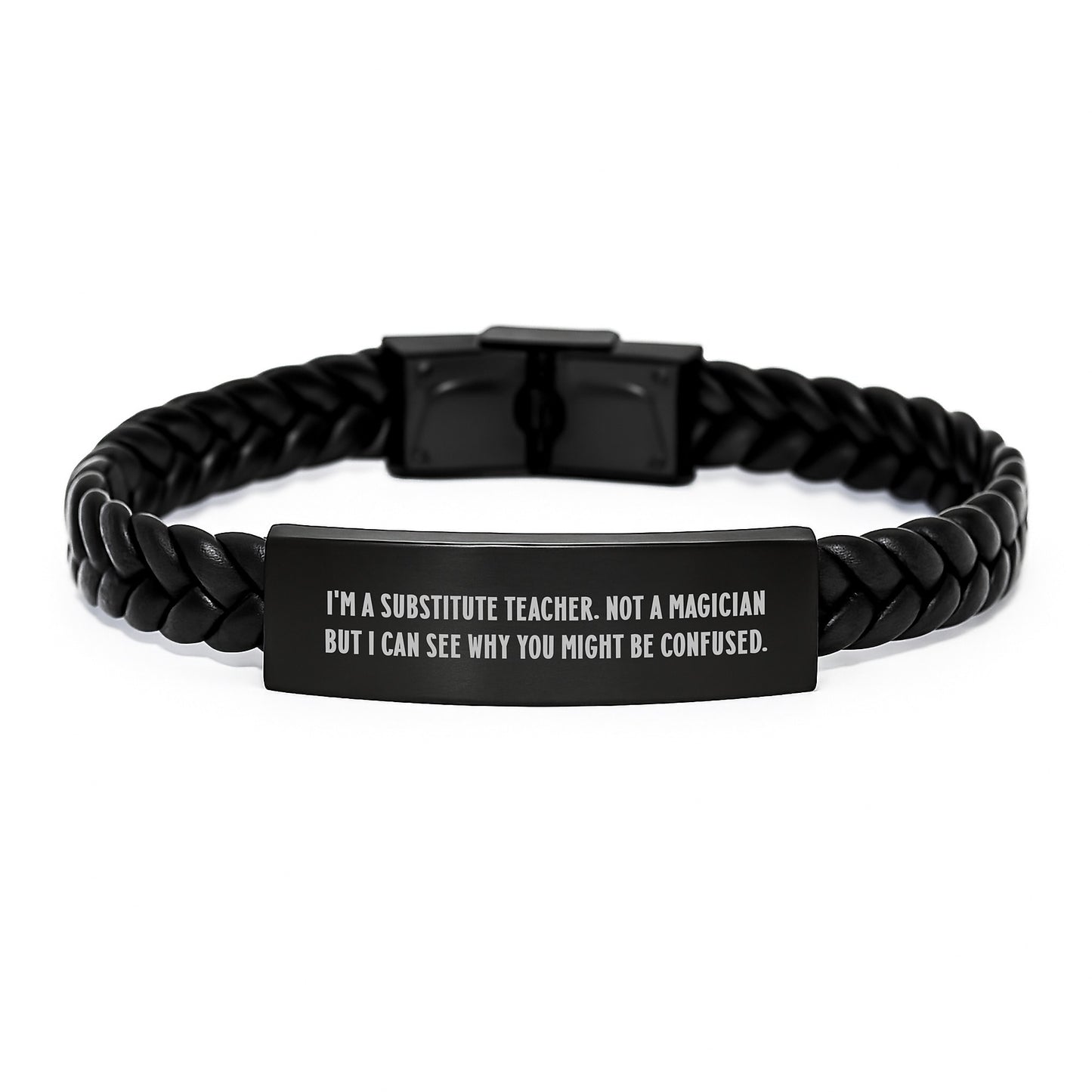 Funny Substitute Teacher Gifts from Friends for Graduation Unique Interlaced Leather Bracelet - Image 1