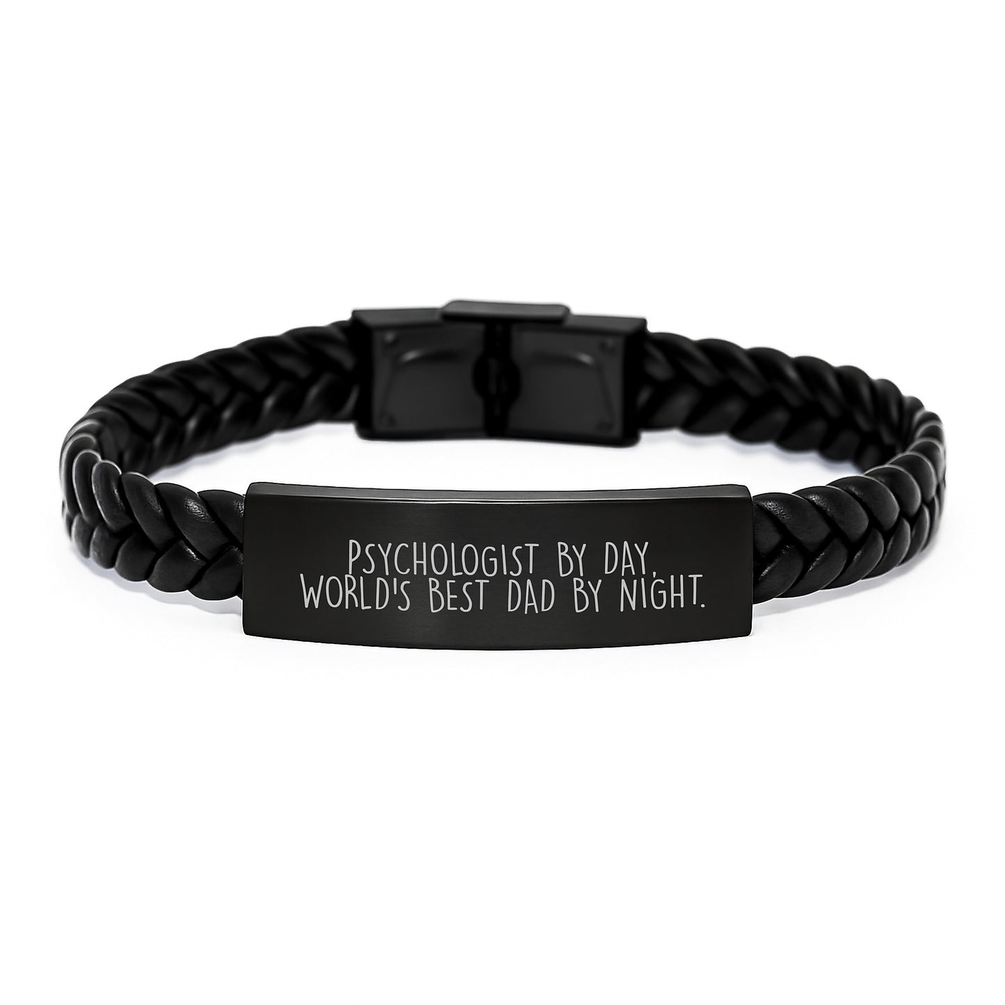 Psychologist Gifts, Funny Quote Interlaced Leather Bracelet, Gifts from Men to World's Best Dad, Graduation Unique Gifts for Psychologist - Image 1