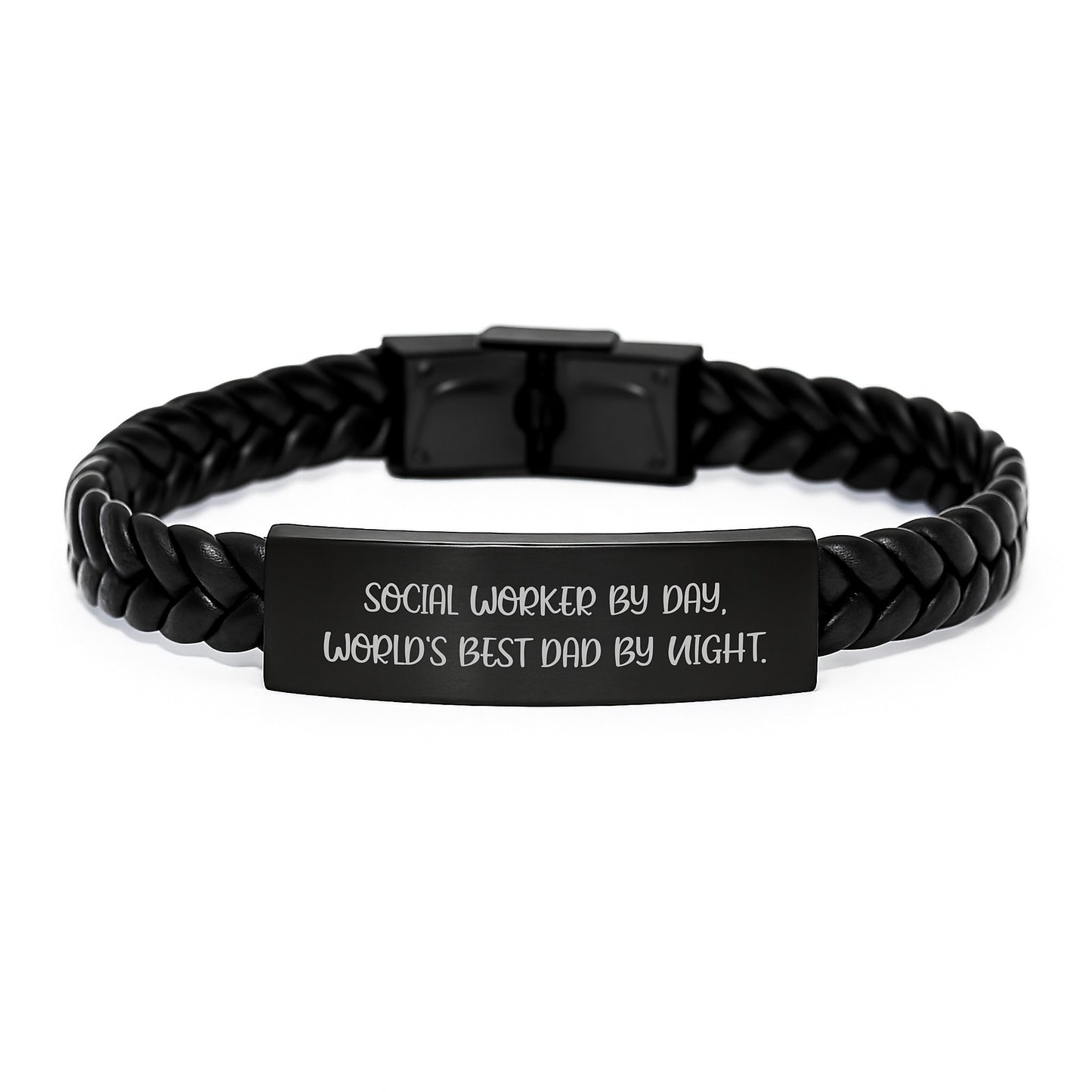 Social Worker Gifts, Funny Quote Interlaced Leather Bracelets, Gifts from Dad to Best Social Worker Friend, Birthday Unique Gifts - Image 1