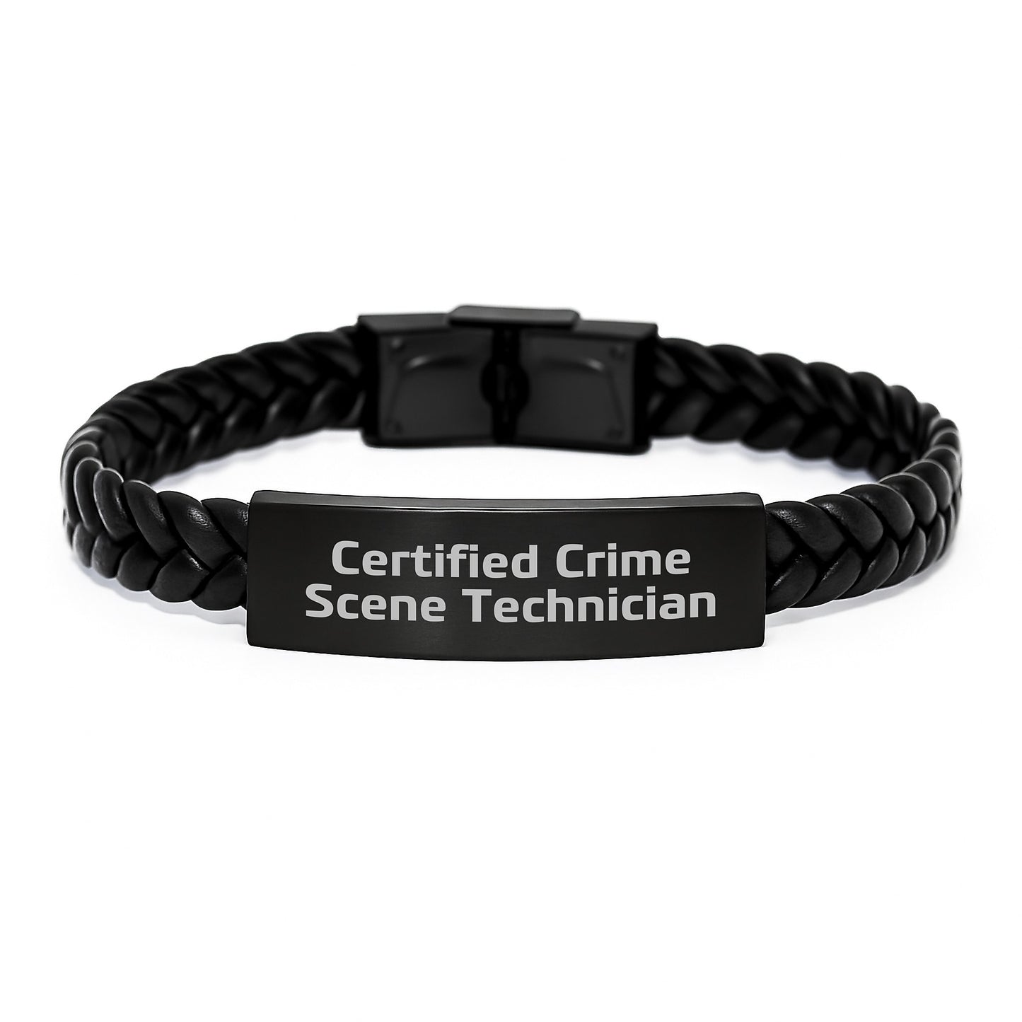 Certified Crime Scene Technician Funny Gift - Interlaced Leather Bracelet for Men or Women - Birthday Unique Gifts from Friends - Gifts for Crime Scene Technician - Image 1