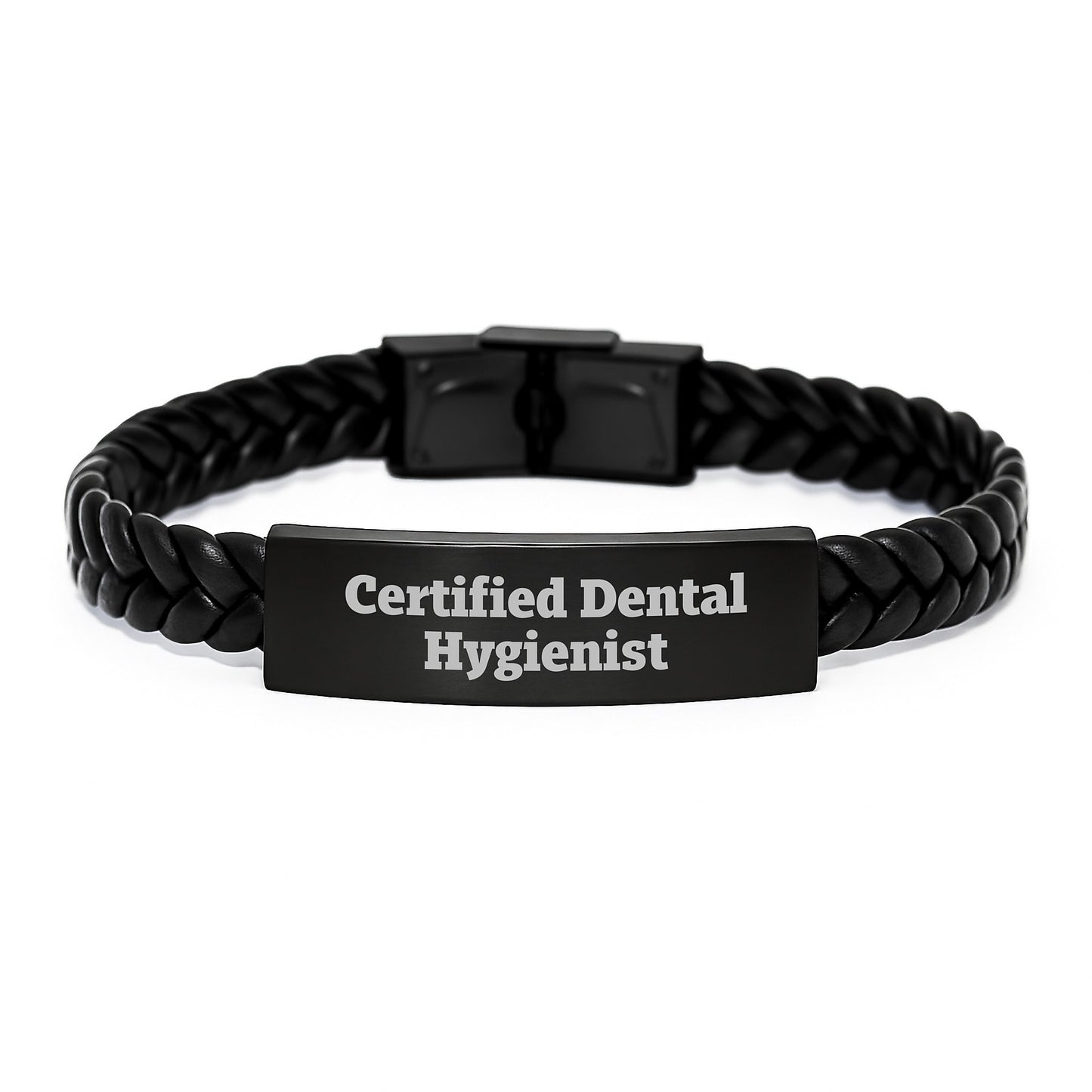 Funny Certified Dental Hygienist Gifts for Men, Interlaced Leather Bracelet, Graduation Unique Gifts from Family, Gifts for Dental Hygienist - Image 1
