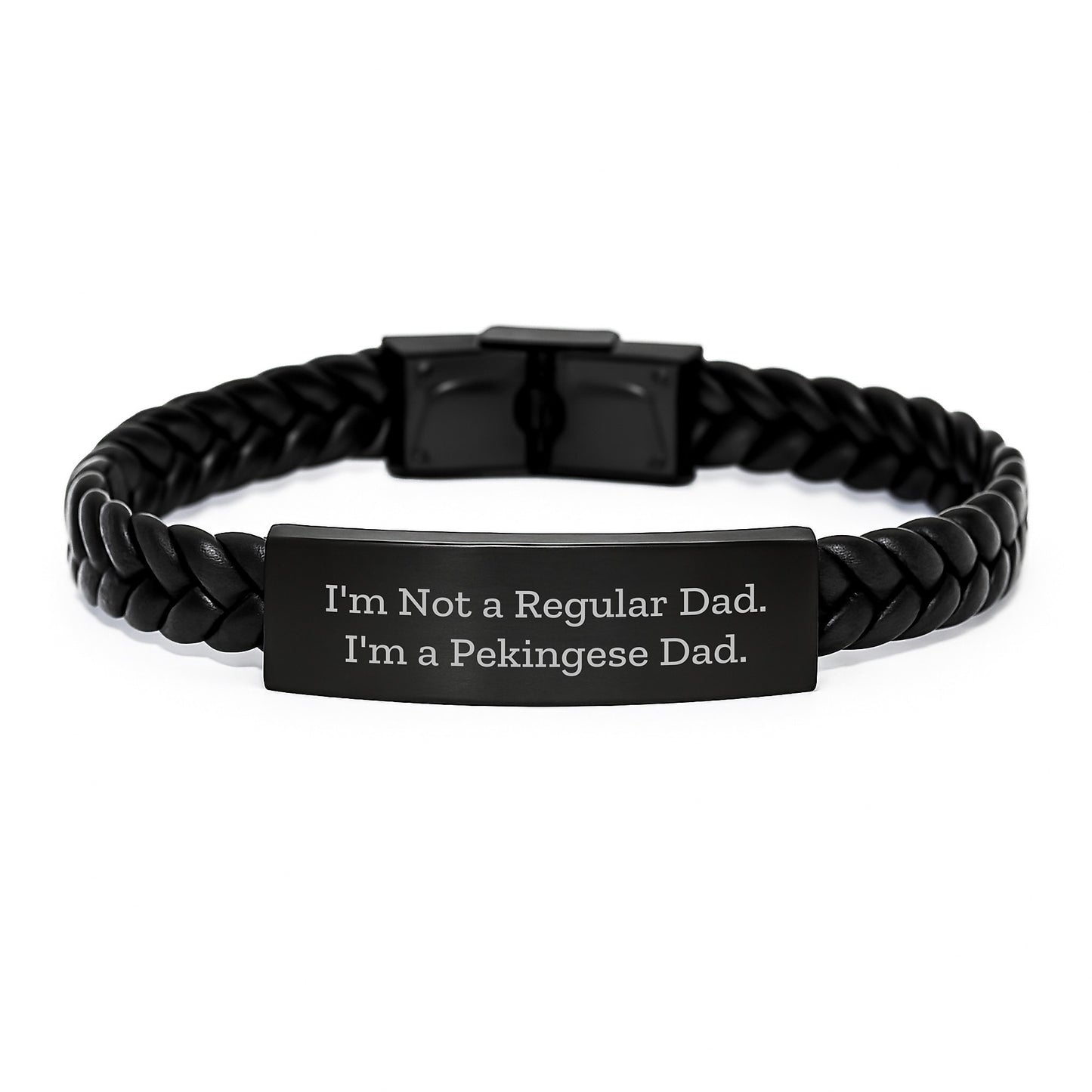 Funny Pekingese Dad Interlaced Leather Graduation Gifts from Men to Pekingese Dog Lover Friends - Image 1