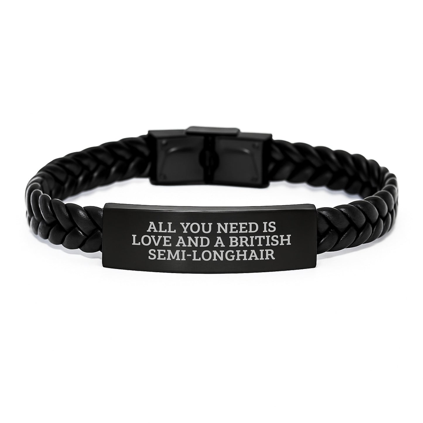 British Semi-Longhair Cat Lover Gifts from Friends, Inspirational Interlaced Leather Bracelet for British Semi-Longhair Cat Owners, Graduation Unique Gifts for Women - All You Need Is Love - Image 1
