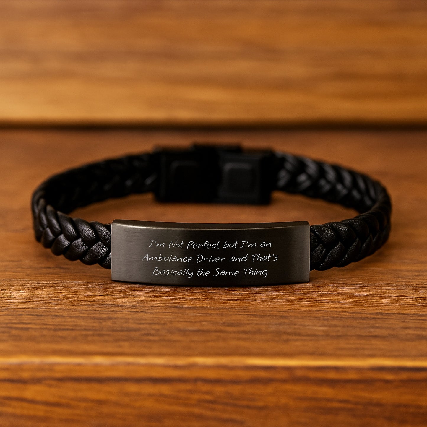 Ambulance Driver Gifts Funny Quote Interlaced Leather Bracelet, Gifts from Friends to Ambulance Driver, Gifts for Ambulance Driver Graduation Unique, Stainless Steel PU Leather Men's Accessory - Image 2