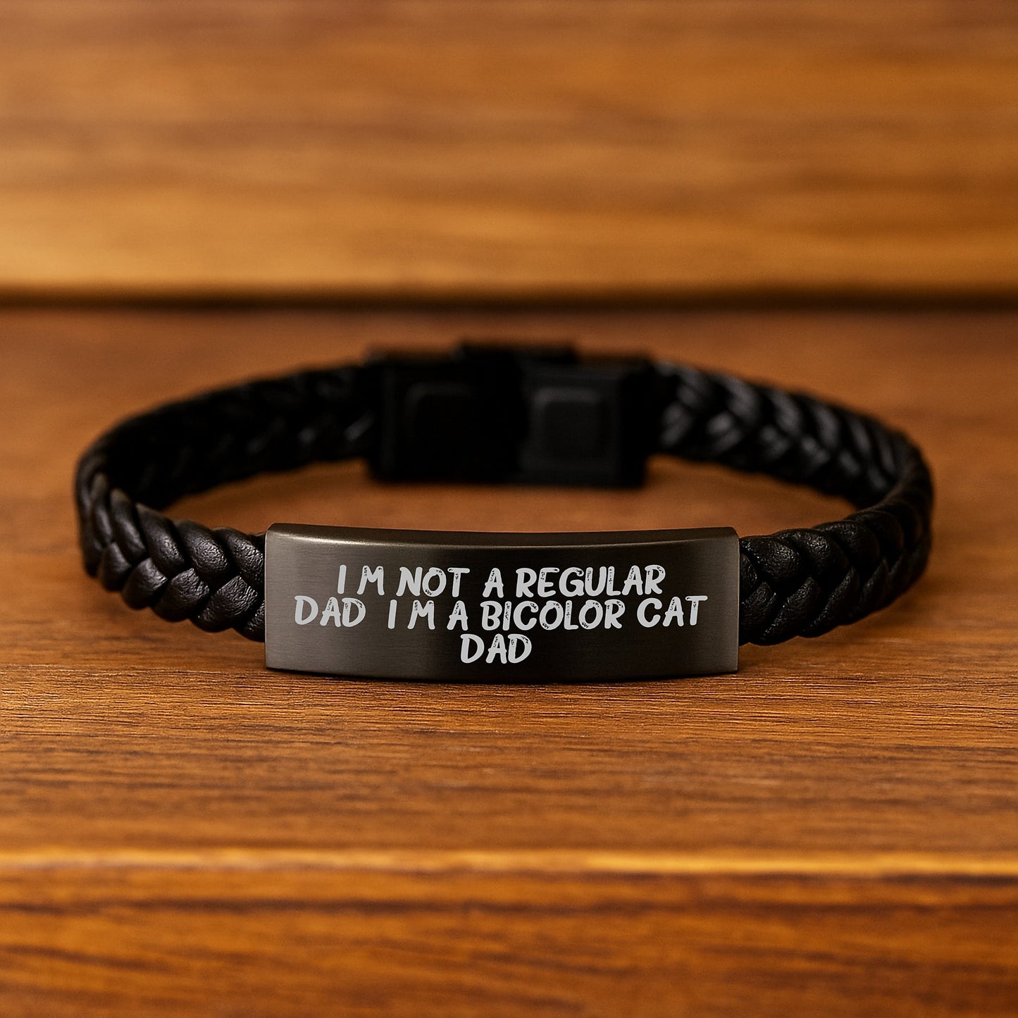 Funny Bicolor Cat Dad Interlaced Leather Bracelet Gifts for Men Women Friends Family from Dad - Image 2