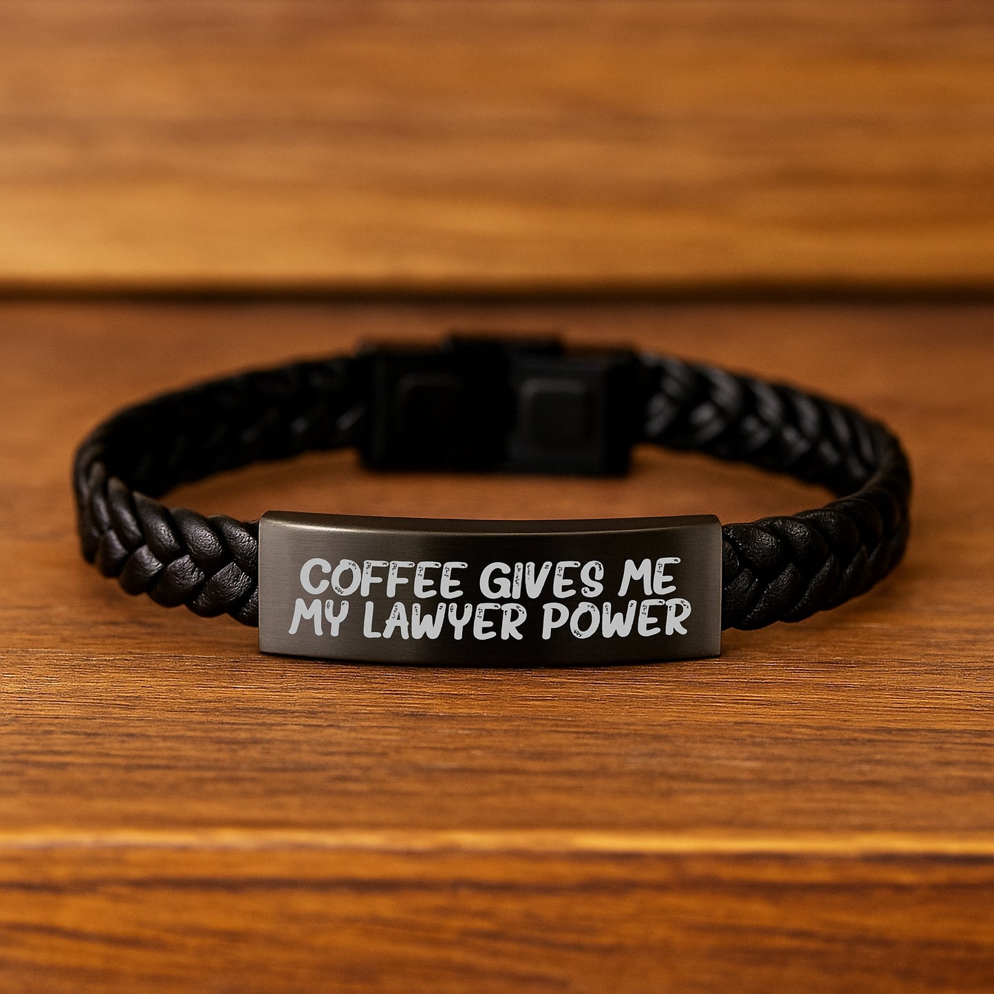 Funny Lawyer Gifts, Coffee Gives Me My Lawyer Power, Interlaced Leather Birthday Unique Gift for Men, Women, Friends, Coworkers, Family - Image 2
