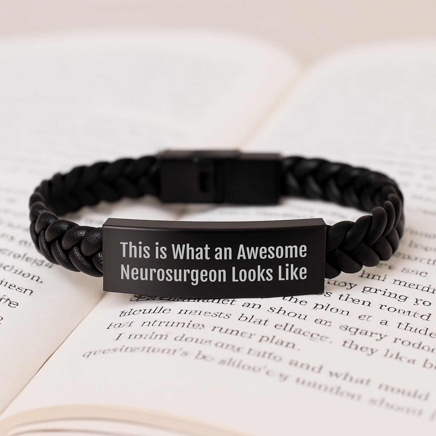 Unique Gifts from Friends for Awesome Neurosurgeons - This Is What An Awesome Neurosurgeon Looks Like Interlaced Leather Bracelet, Birthday Unique Gifts for Men - Image 3