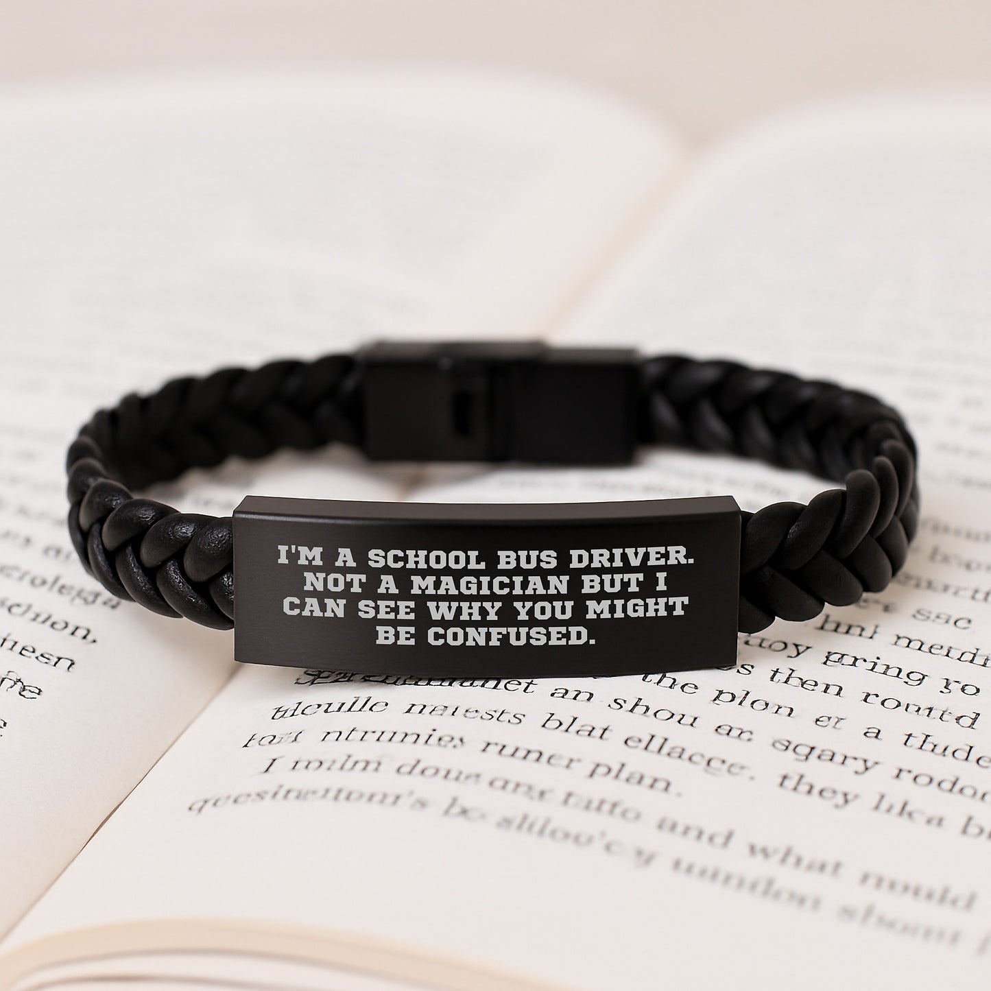 Funny School Bus Driver Gifts - 'I'm Not a Magician' Interlaced Leather Bracelet, Birthday Unique Gifts from Friends to Men, School Bus Driver Accessories - Image 3