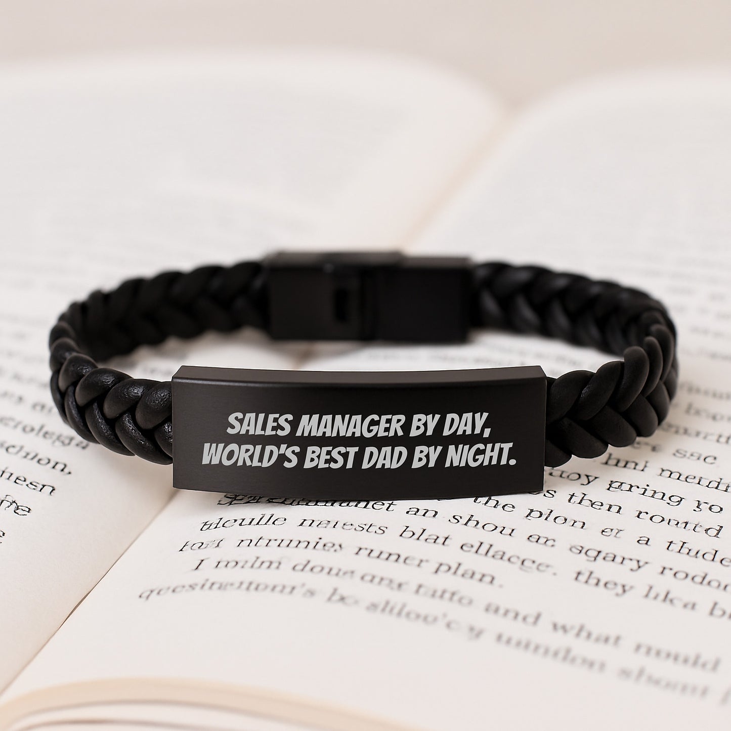 Funny Sales Manager Gifts, Interlaced Leather Bracelet for Birthday, 'Sales Manager By Day, World's Best Dad By Night.' Quote, Gifts from Men, Gifts for Sales Manager - Image 3