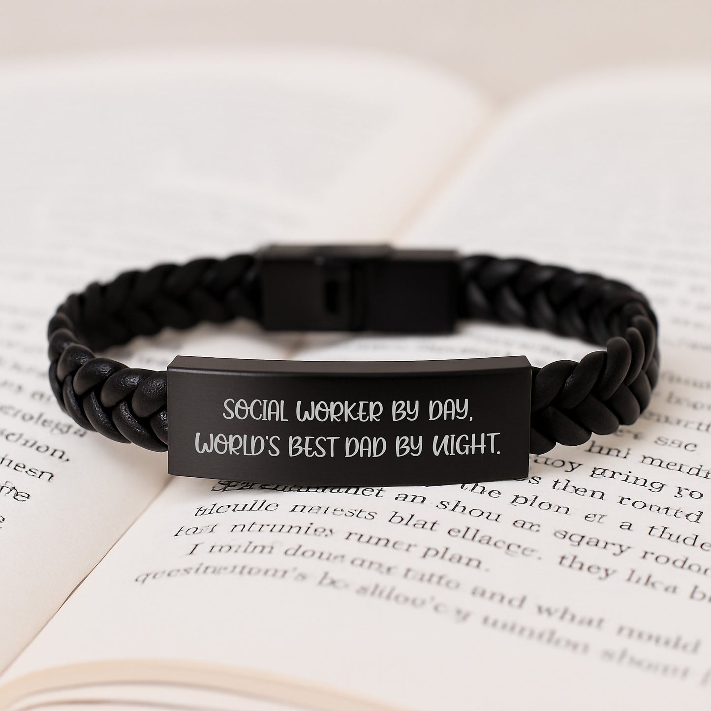 Social Worker Gifts, Funny Quote Interlaced Leather Bracelets, Gifts from Dad to Best Social Worker Friend, Birthday Unique Gifts - Image 3