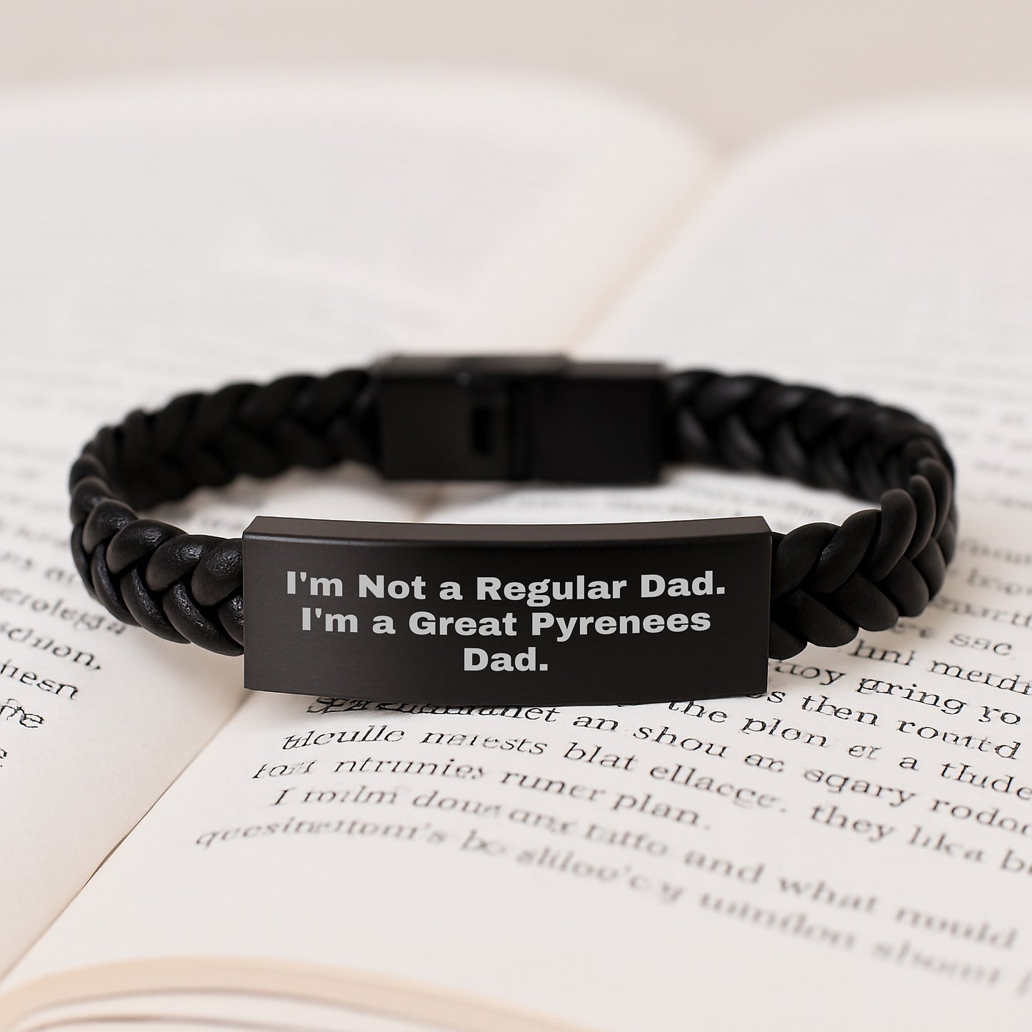 Funny Great Pyrenees Dog Dad Gifts - Interlaced Leather Bracelet for Men, Women, Friends, and Coworkers - I'm Not A Regular Dad. I'm A Great Pyrenees Dad. Graduation Unique Gifts from Family - Image 3