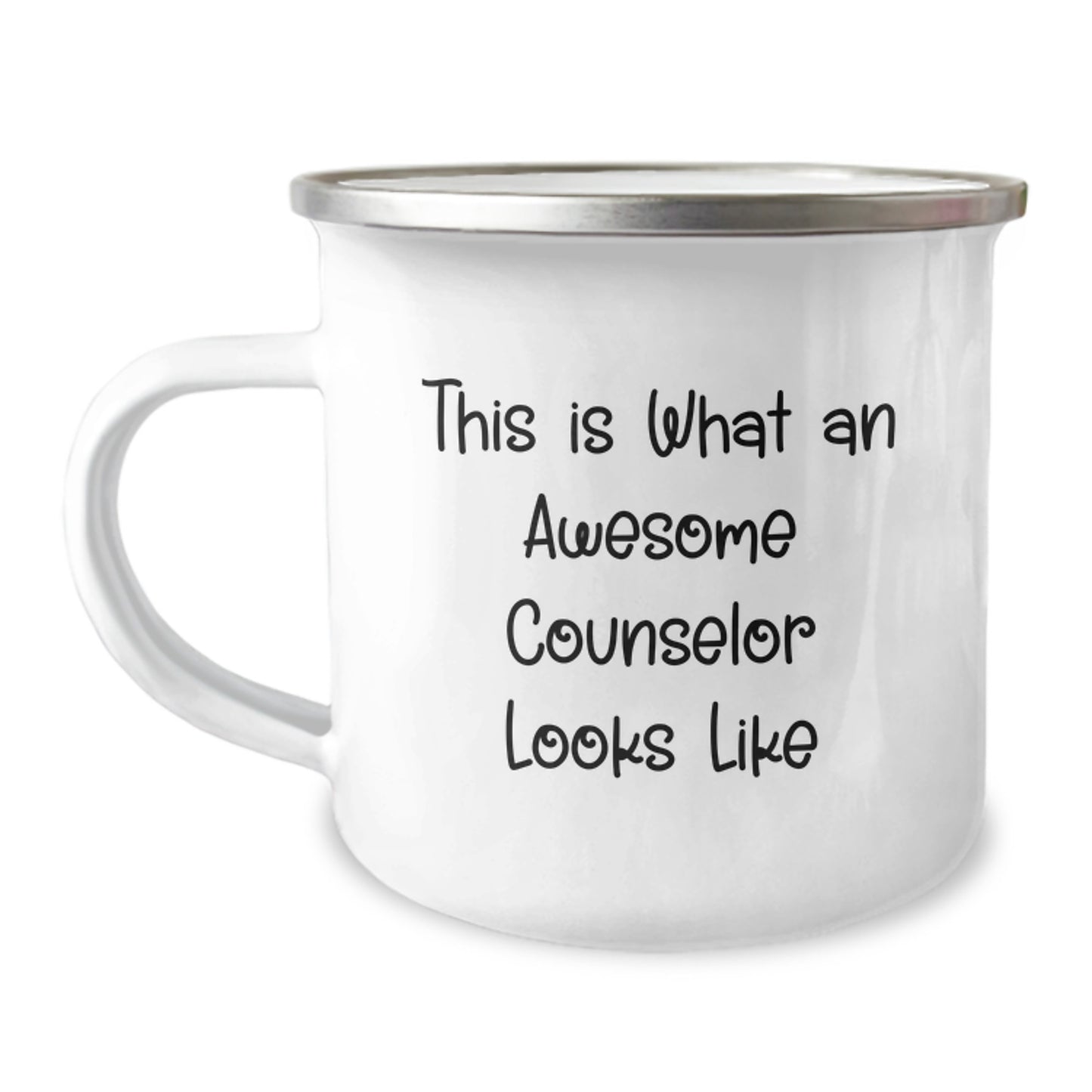 Counselor Gifts from Friends, Funny Quote 'This Is What An Awesome Counselor Looks Like', 12 oz Camping Mug for Birthday - Image 1