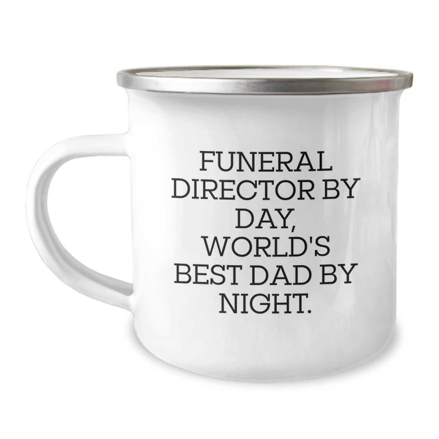 Funny Funeral Director Gifts for Him - 'Funeral Director By Day, World's Best Dad By Night.' Camping Mug, Birthday Unique Gifts from Men to Funeral Director - Image 1