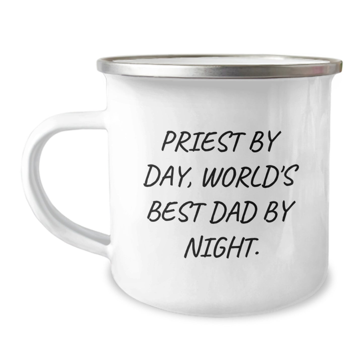 Funny Priest Gifts from Men to Priest By Day, World's Best Dad By Night. Camping Mug for Graduation Unique Gifts - Image 1